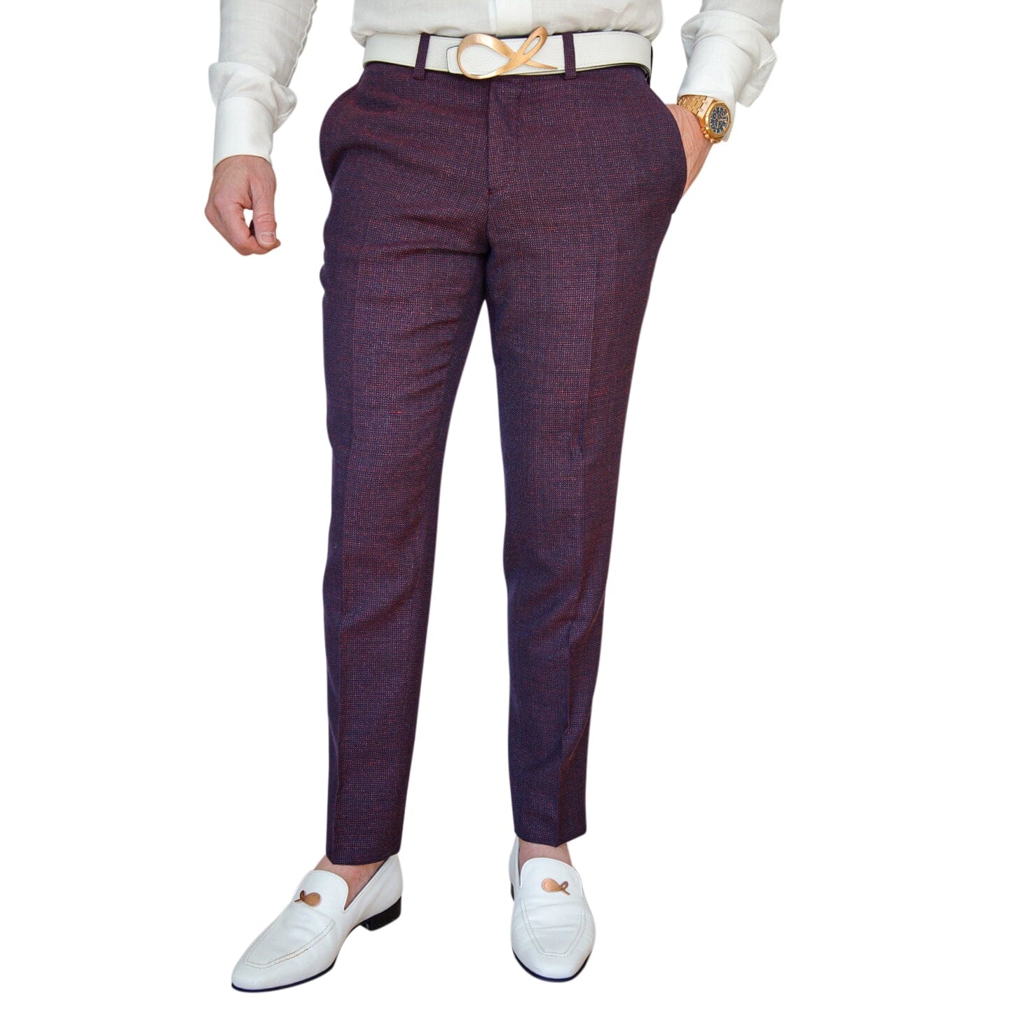 Aubergine Tweed Trousers