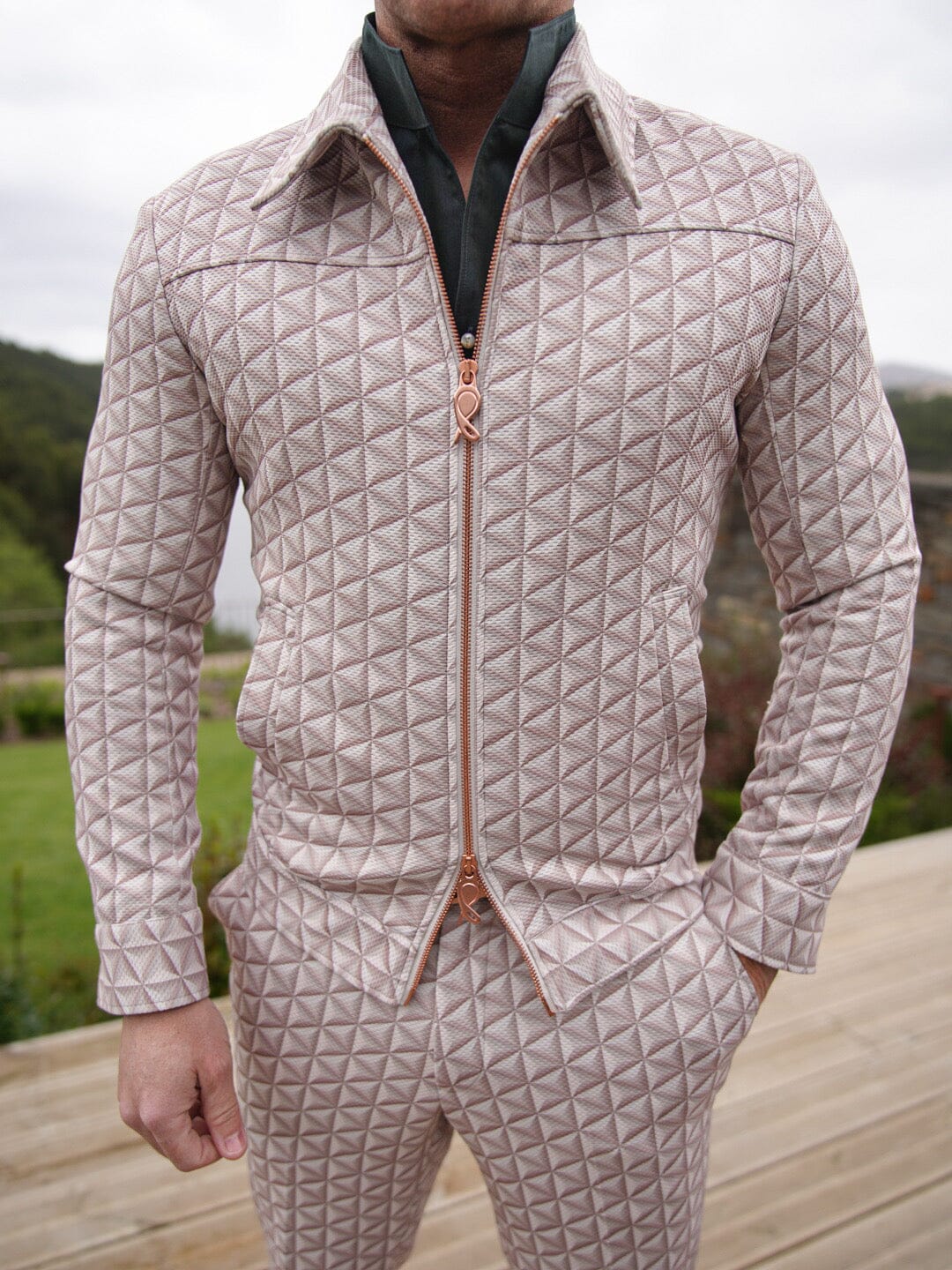 Toffee Prisma Luxury Two Way Performance Bomber Jacket