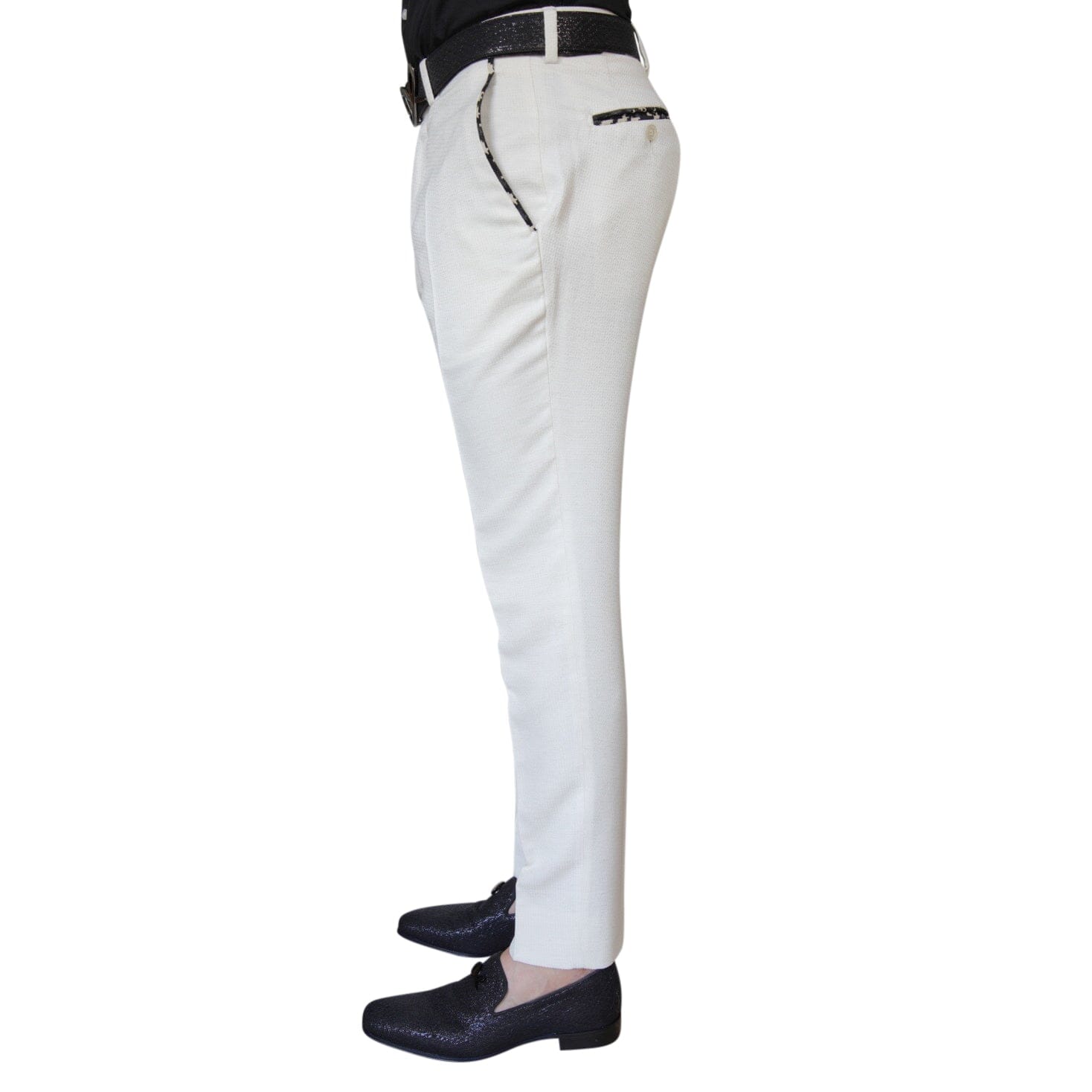 Latte Lino Houndstooth Trousers