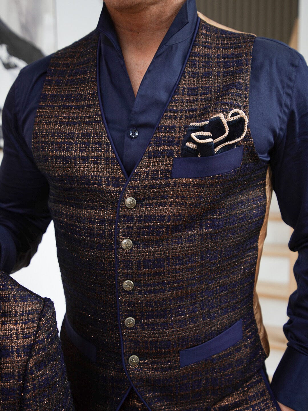 Midnight Bronze Boucle Ciottoli Waistcoat