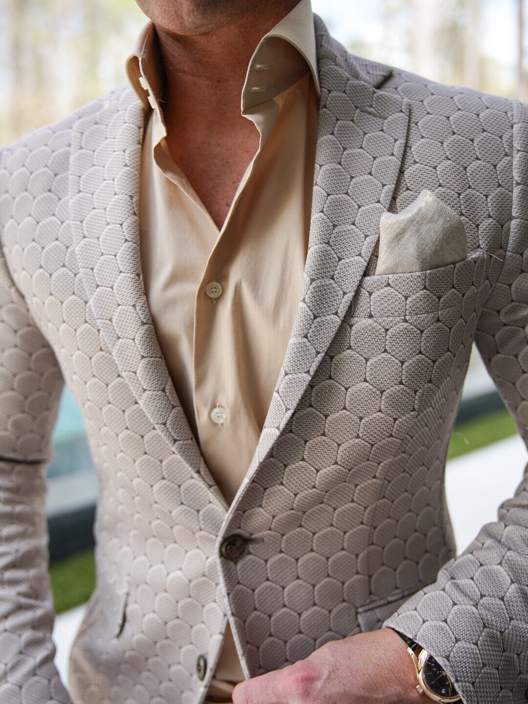Taupe Honeycomb Luxury Performance Sport Jacket