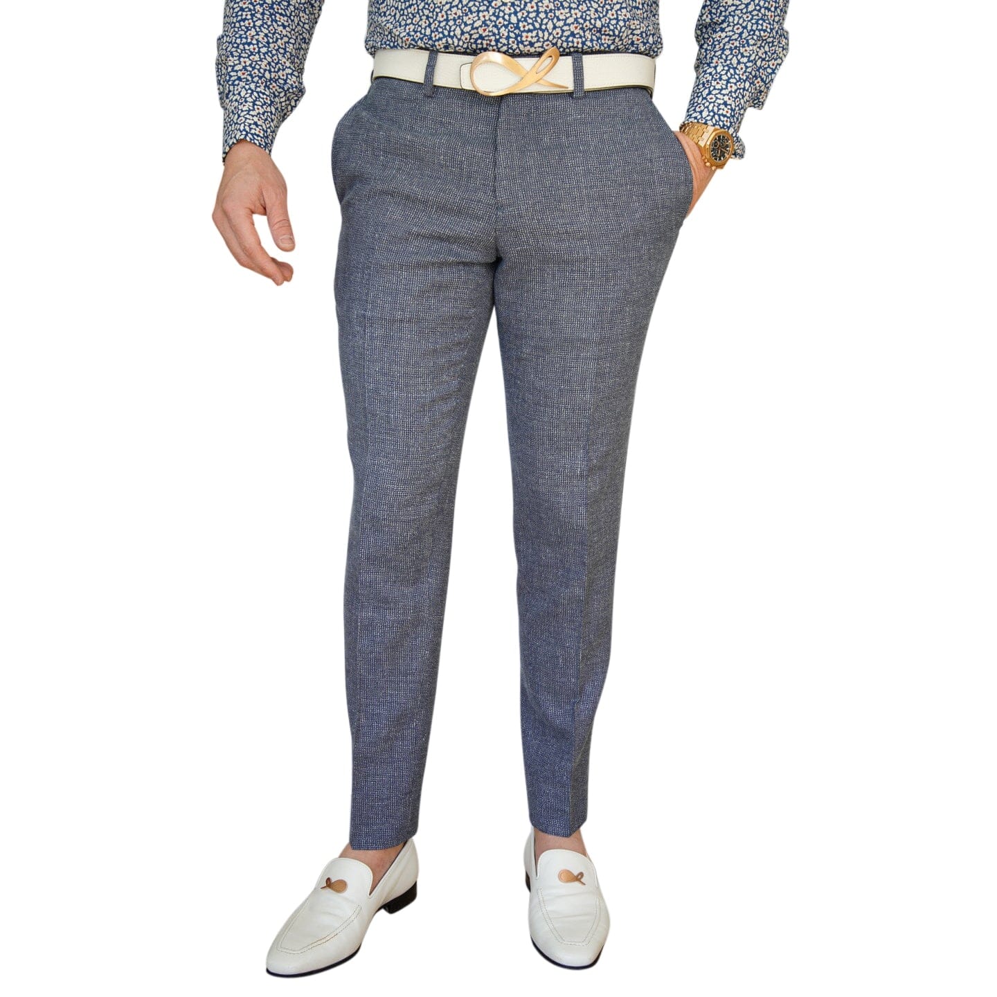 Cobalt Tweed Trousers