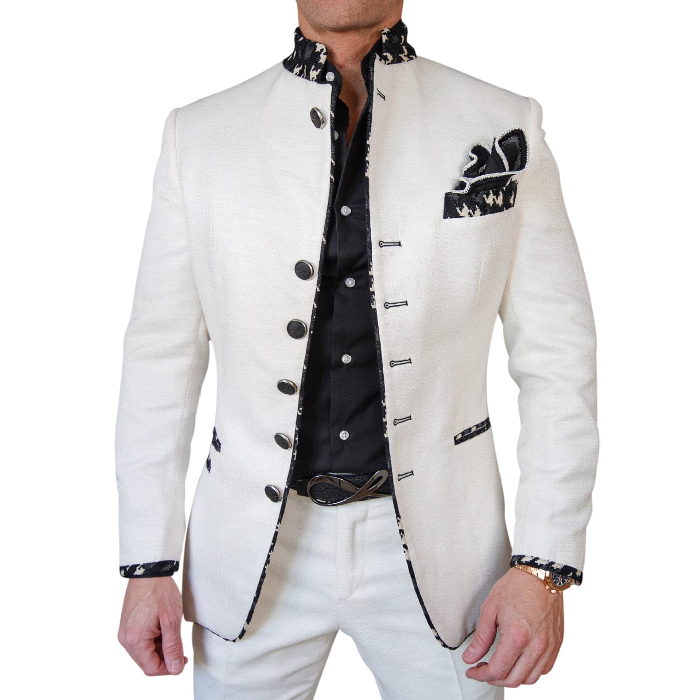 Latte Lino Houndstooth Mandani Jacket