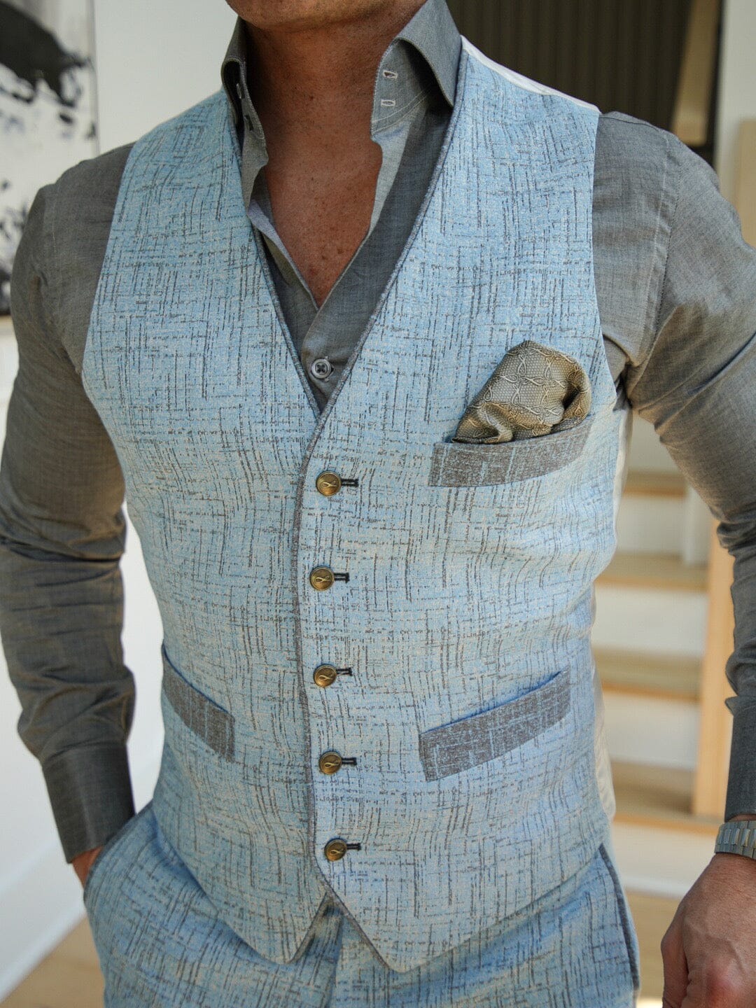 Azzurro Titanium Naked Ciottoli Waistcoat