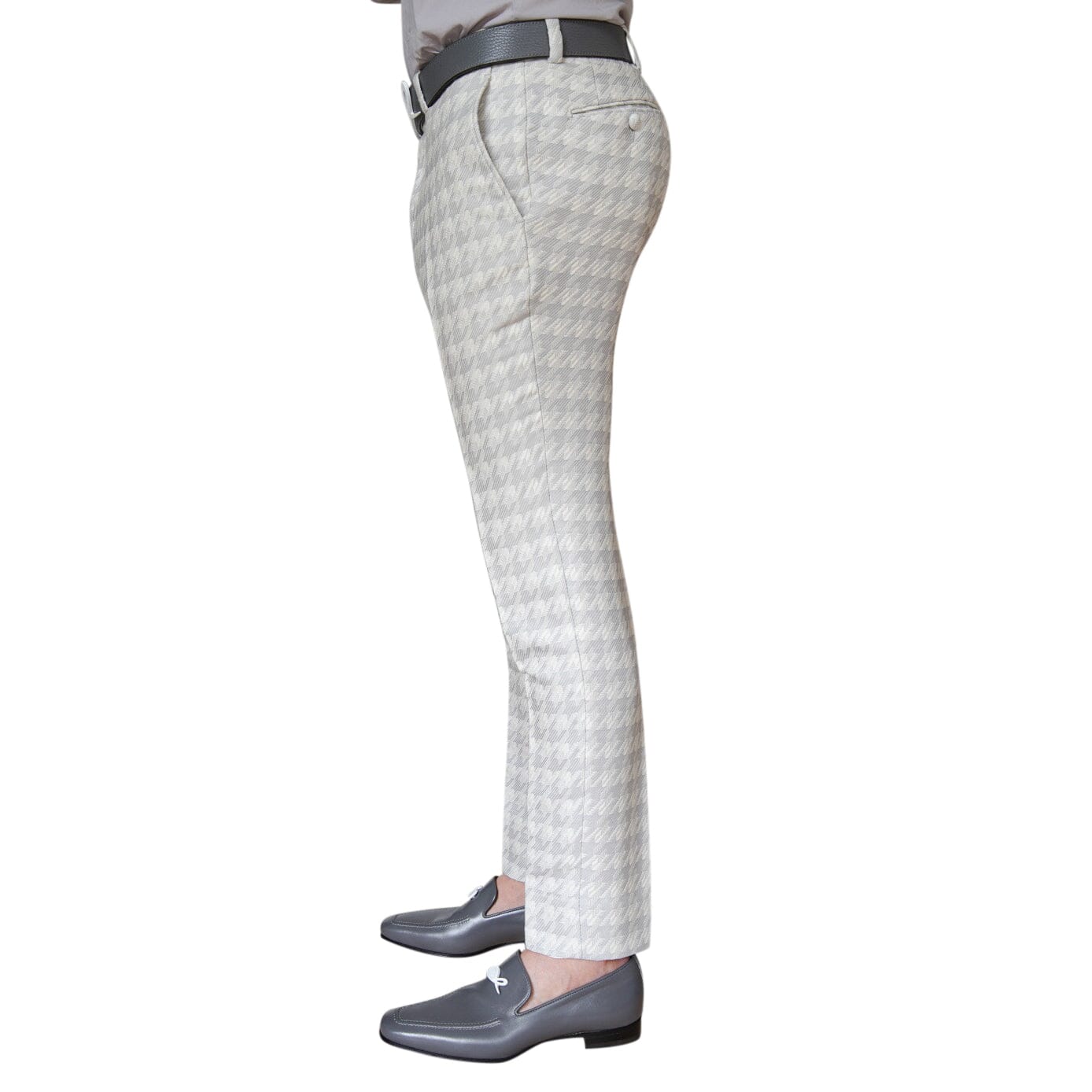 Oyster Grigio Houndstooth Trousers