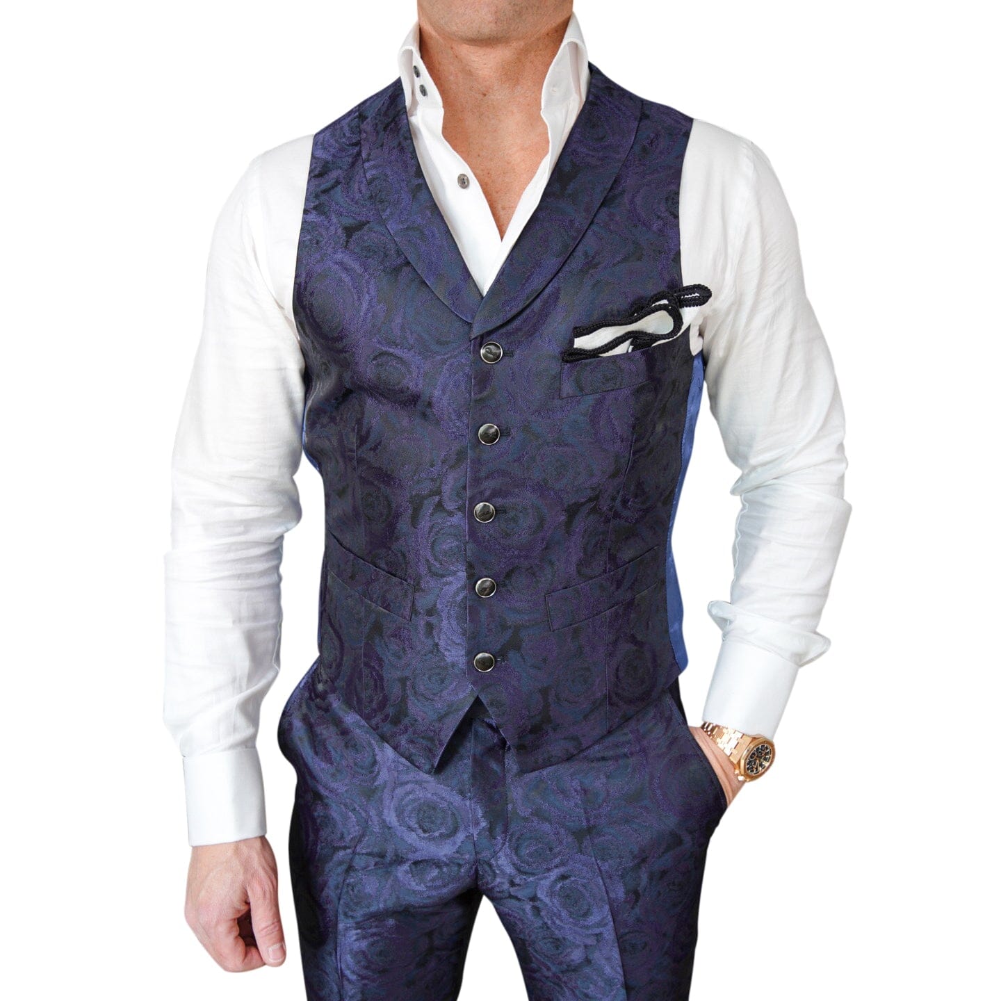 Navy Blue Rosa Ciottoli Waistcoat