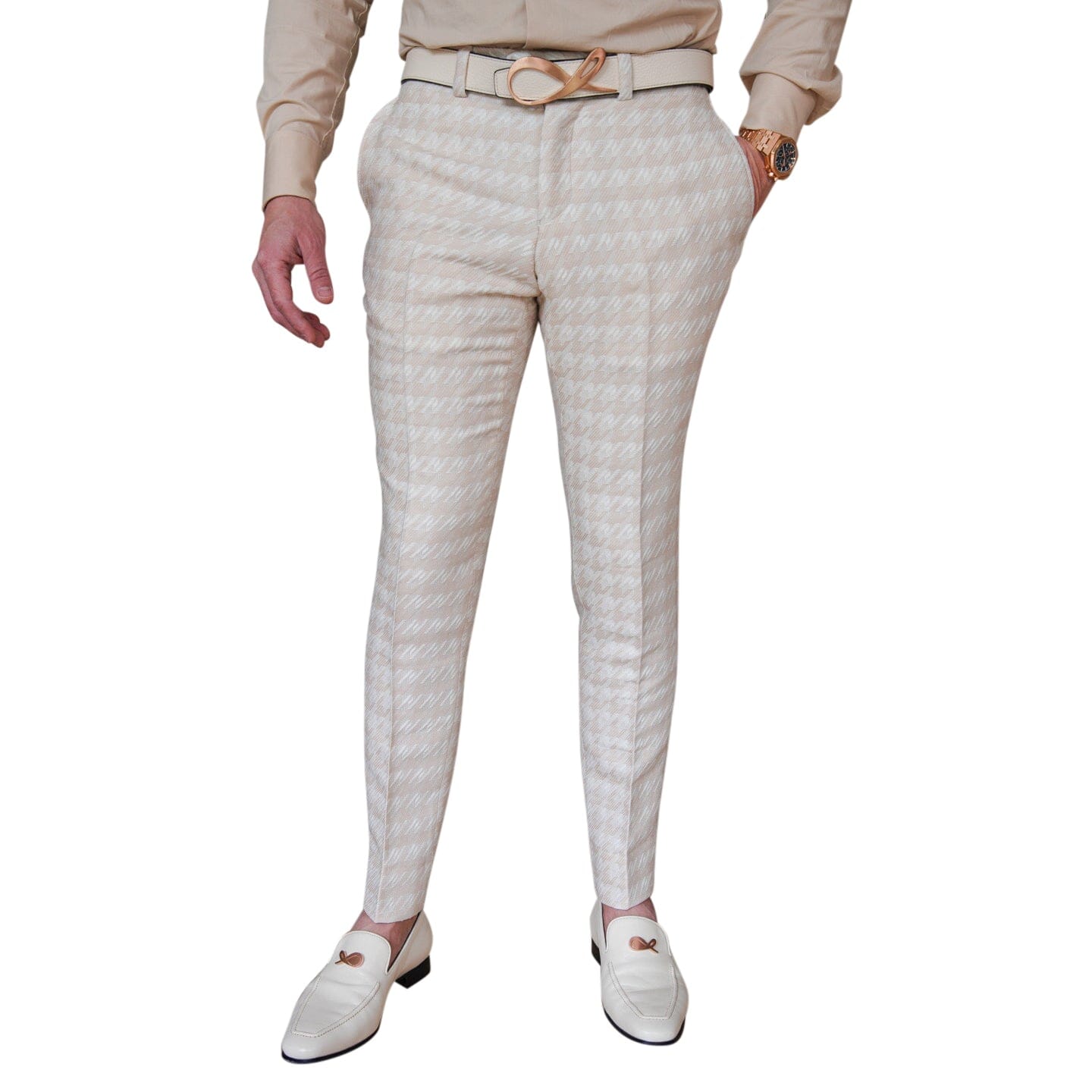 Cashew Crema Houndstooth Trousers
