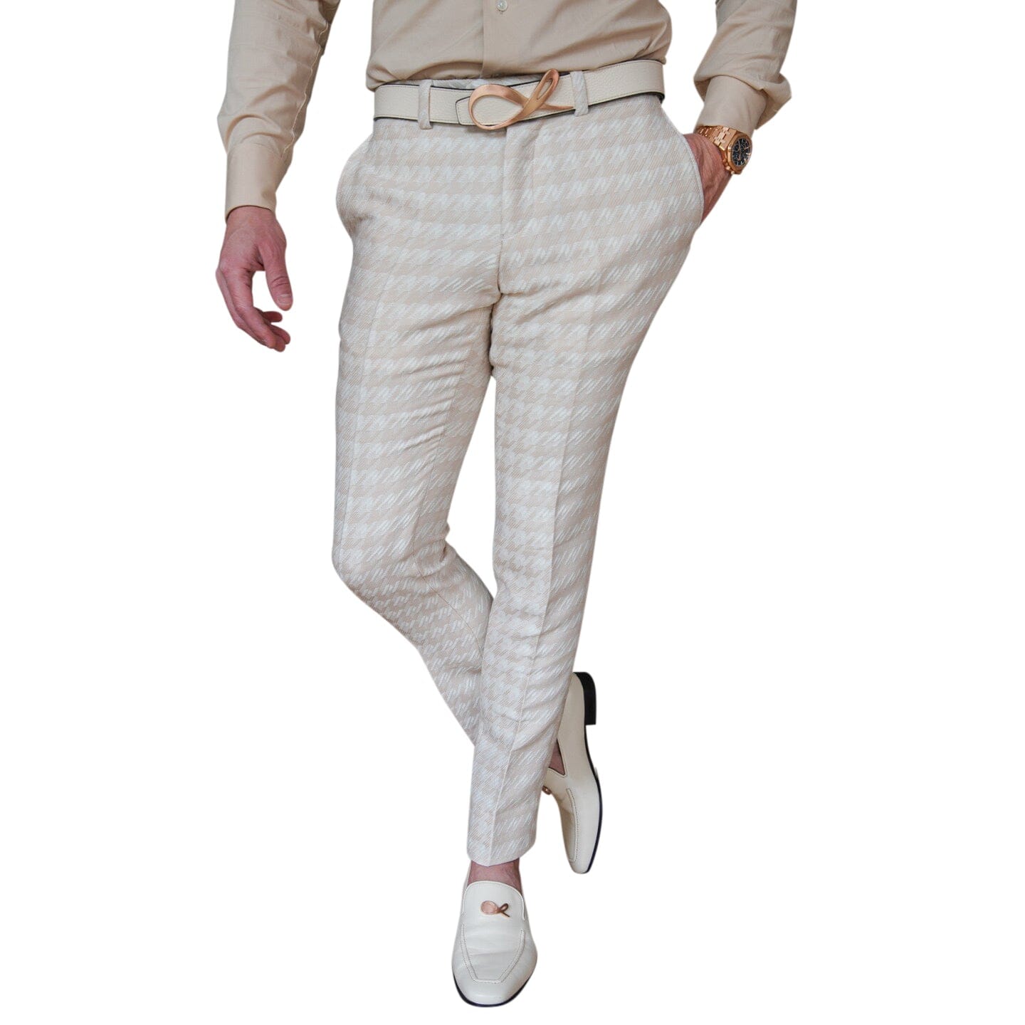 Cashew Crema Houndstooth Trousers