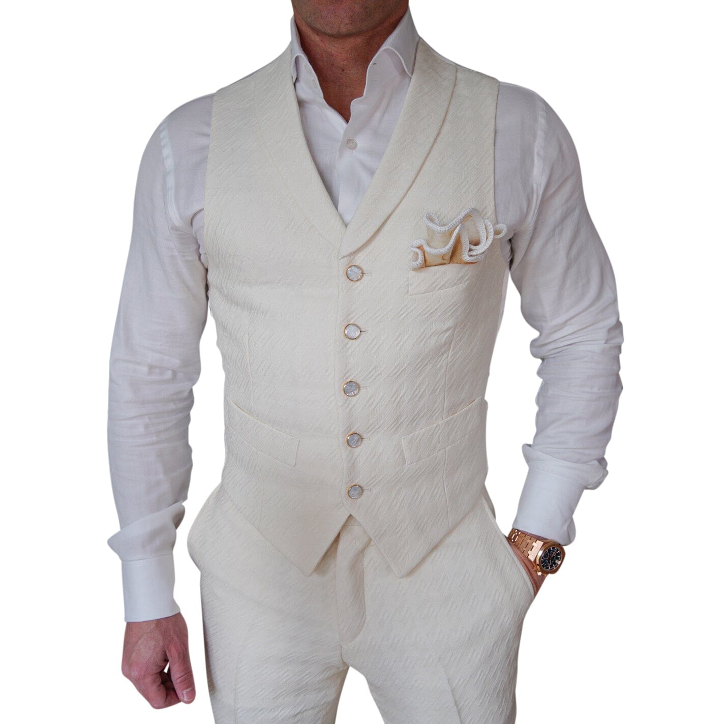 Vanilla Crema Houndstooth Ciottoli Waistcoat @ The Vault