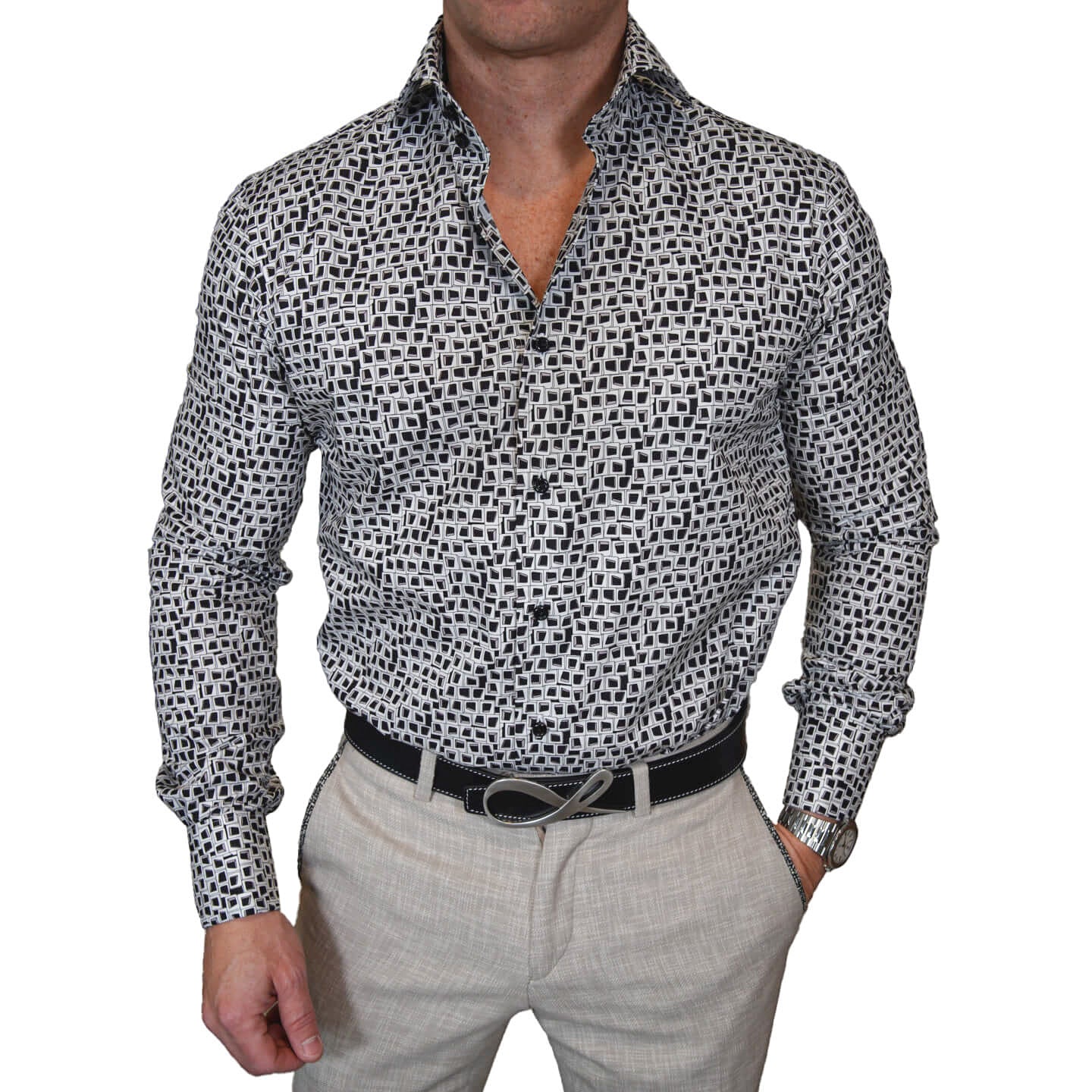 Charcoal Quadri Dress Shirt