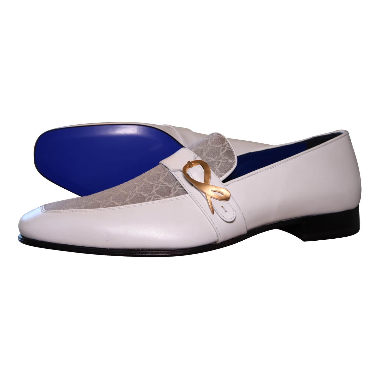 Tortora Logo Bianco Monk Strap Loafer With Gold Buckle @ The Vault