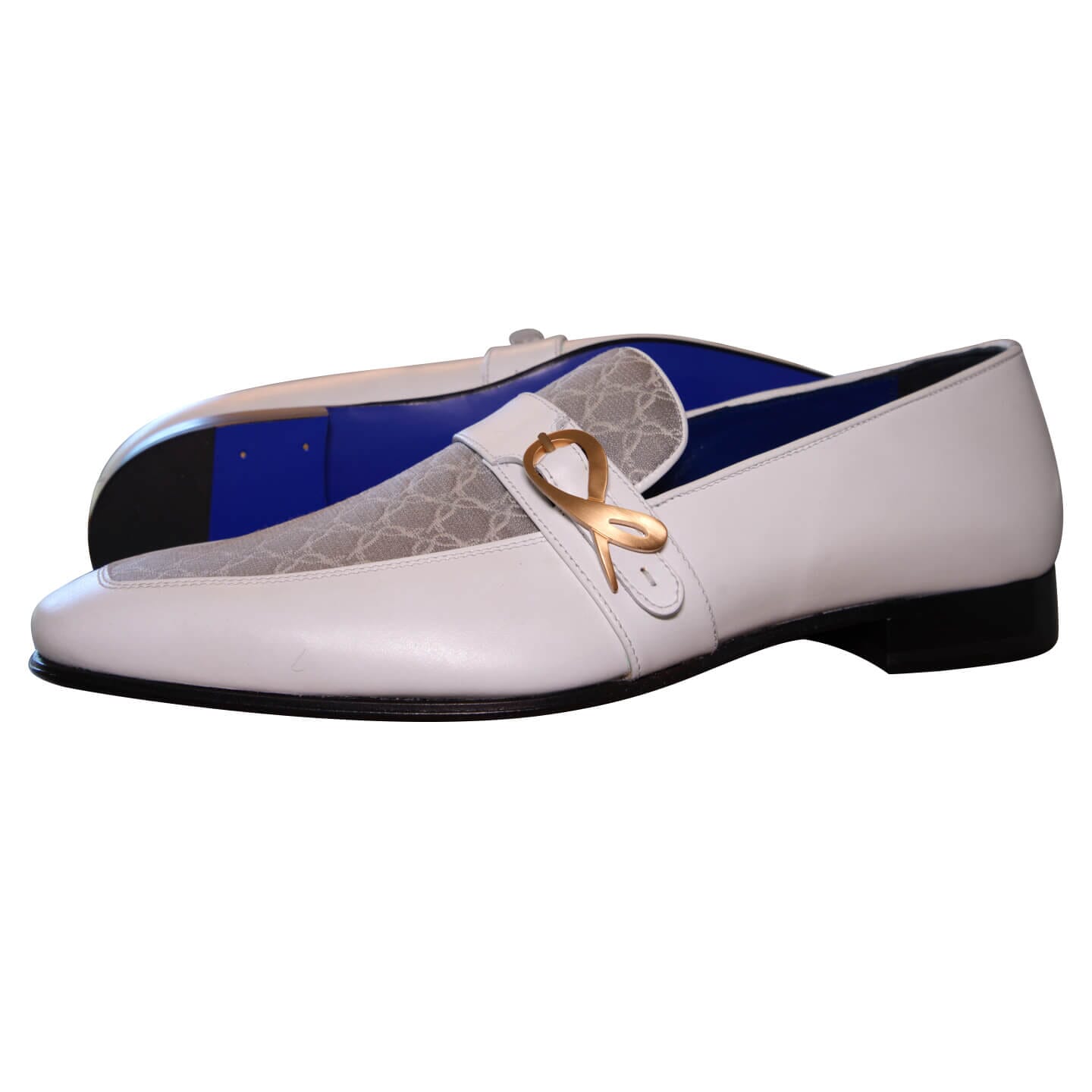 Tortora Logo Bianco Monk Strap Loafer With Gold Buckle @ The Vault