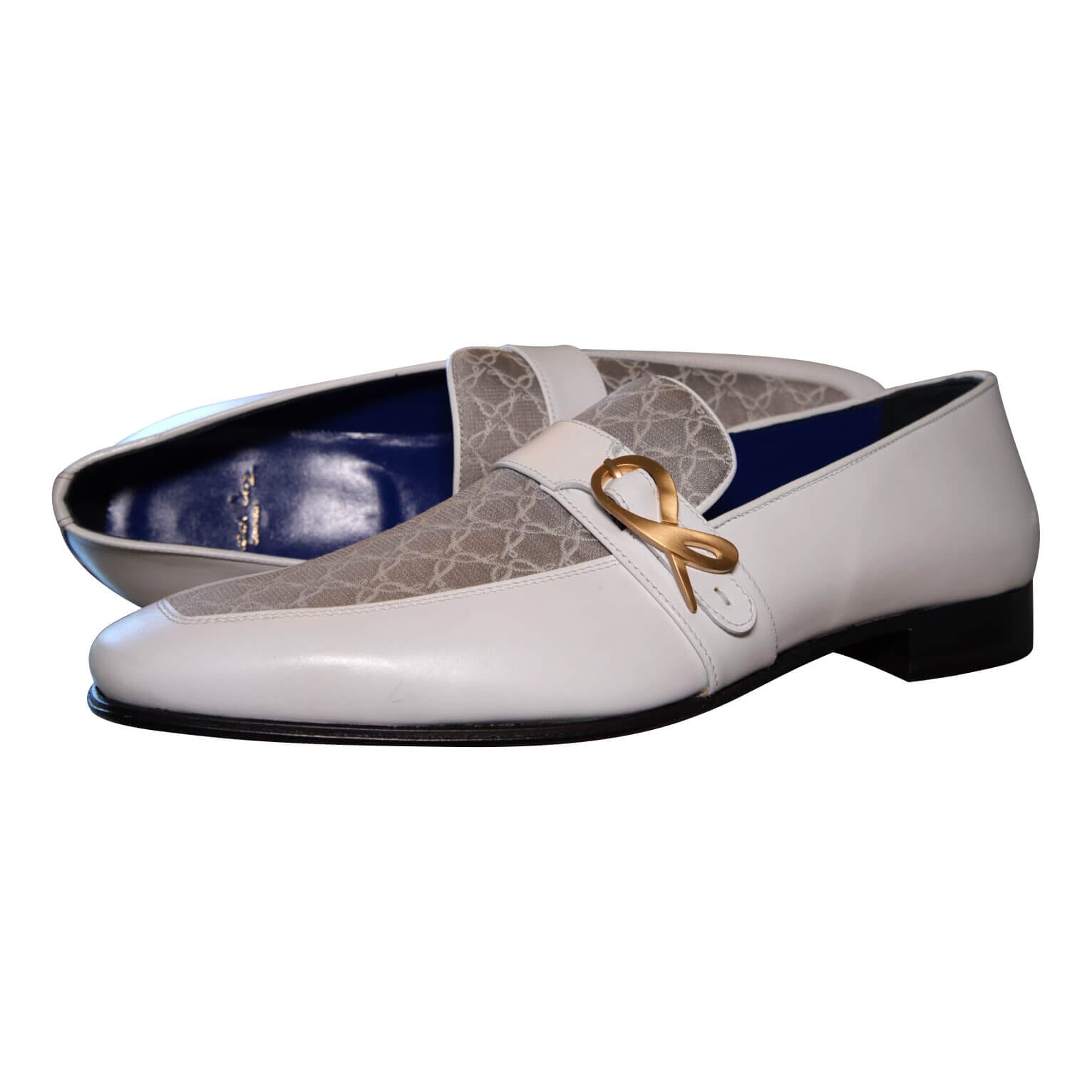 Tortora Logo Bianco Monk Strap Loafer With Gold Buckle @ The Vault