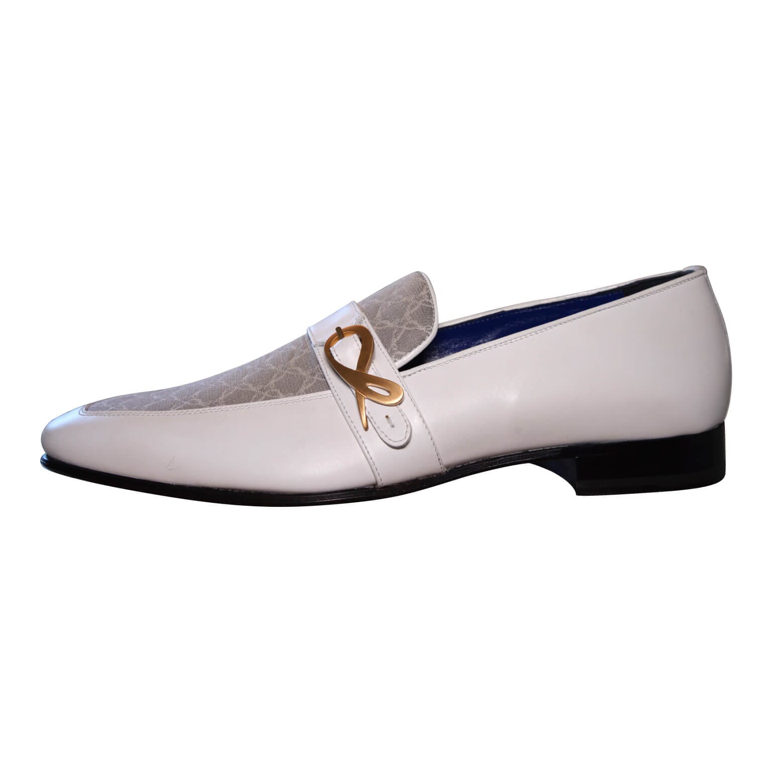 Tortora Logo Bianco Monk Strap Loafer With Gold Buckle @ The Vault