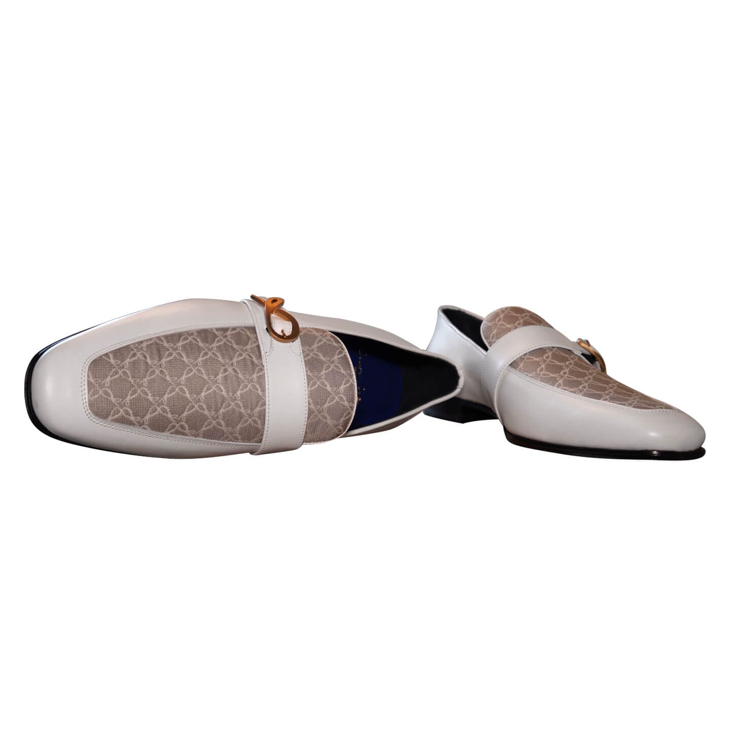 Tortora Logo Bianco Monk Strap Loafer With Gold Buckle @ The Vault