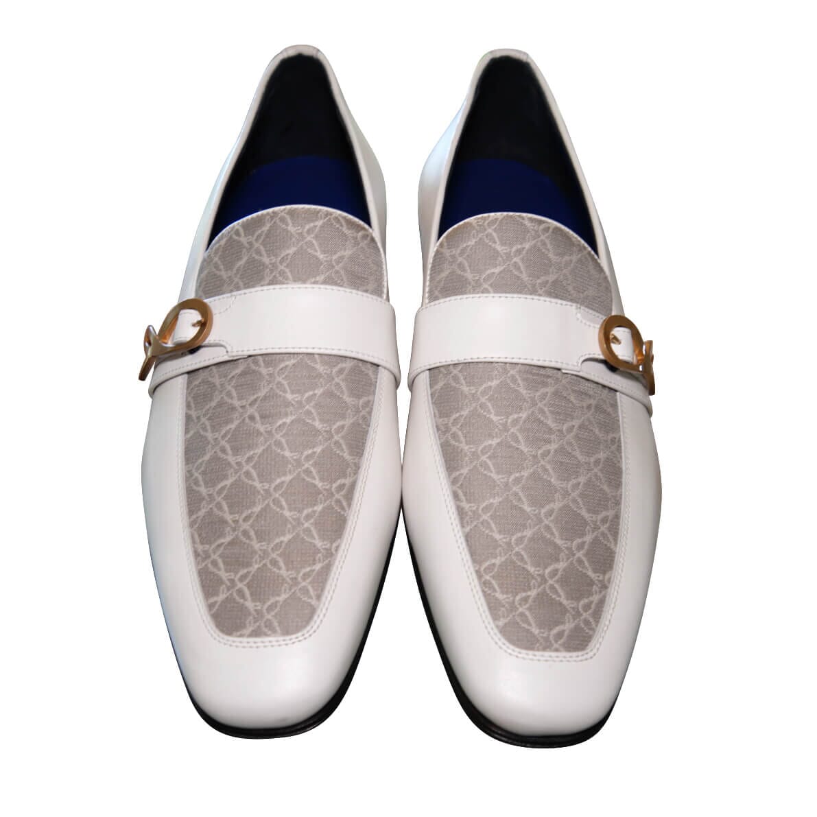 Tortora Logo Bianco Monk Strap Loafer With Gold Buckle @ The Vault