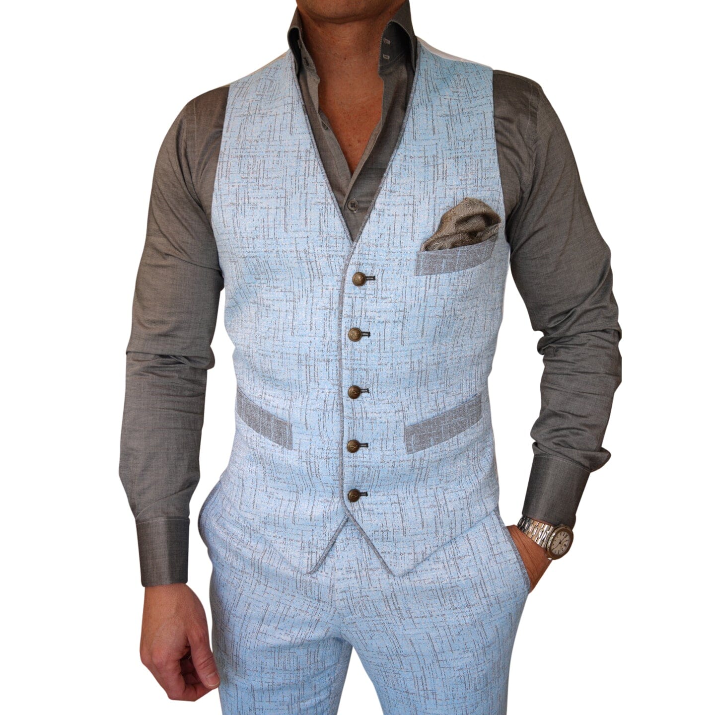 Azzurro Titanium Naked Ciottoli Waistcoat