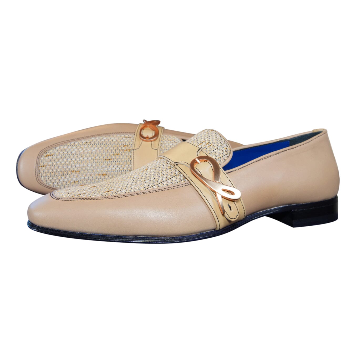 Tan Cestino Monk Rose Gold Loafer @ The Vault
