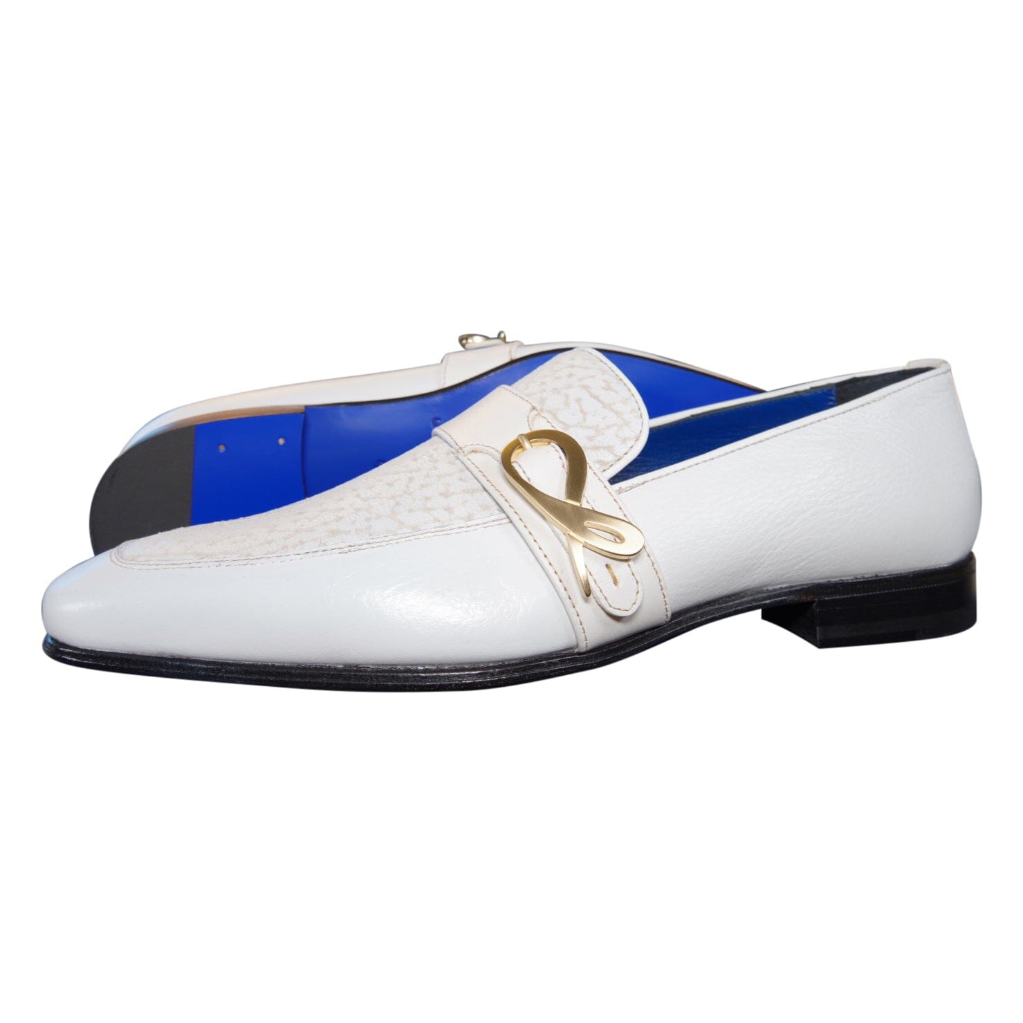 White Piega Monk Yellow Gold Loafer