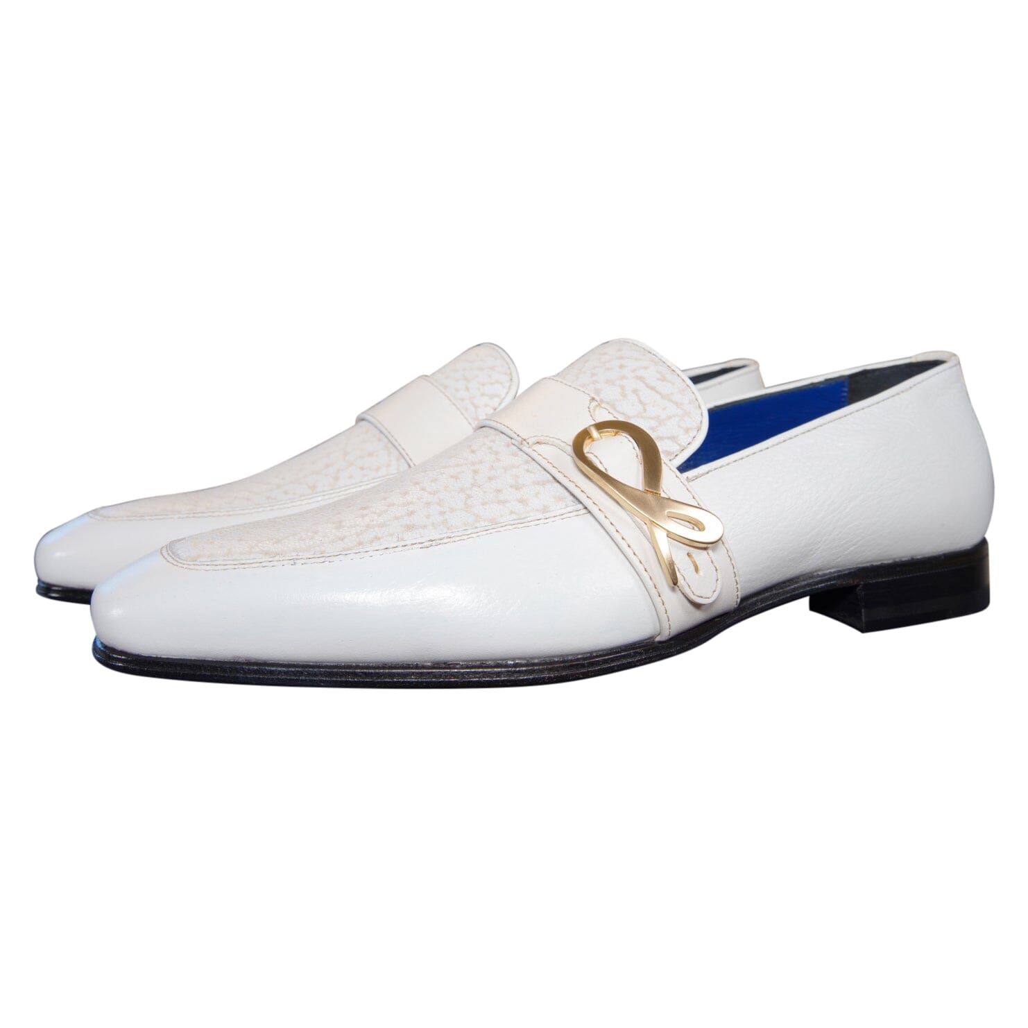 White Piega Monk Yellow Gold Loafer