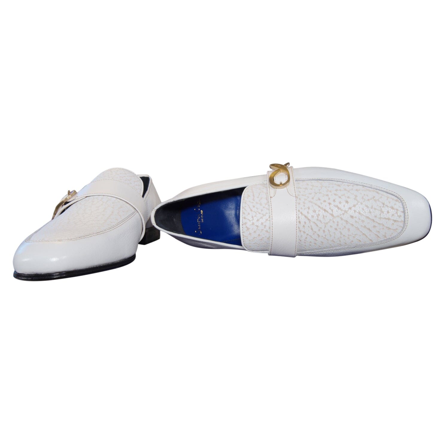 White Piega Monk Yellow Gold Loafer