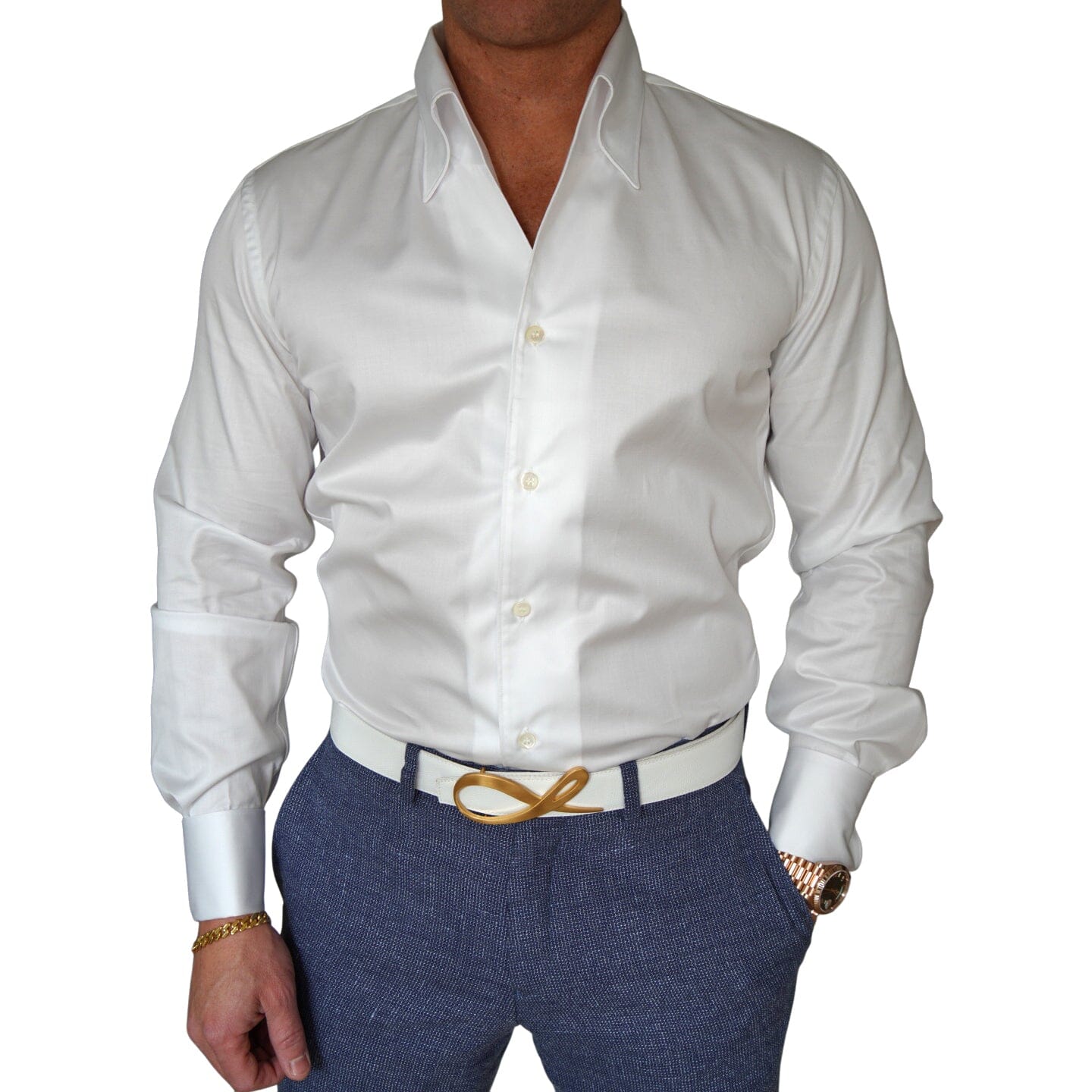 custom white dress shirts White Pointed Solopezzo Dress Shirt Custom / Custom