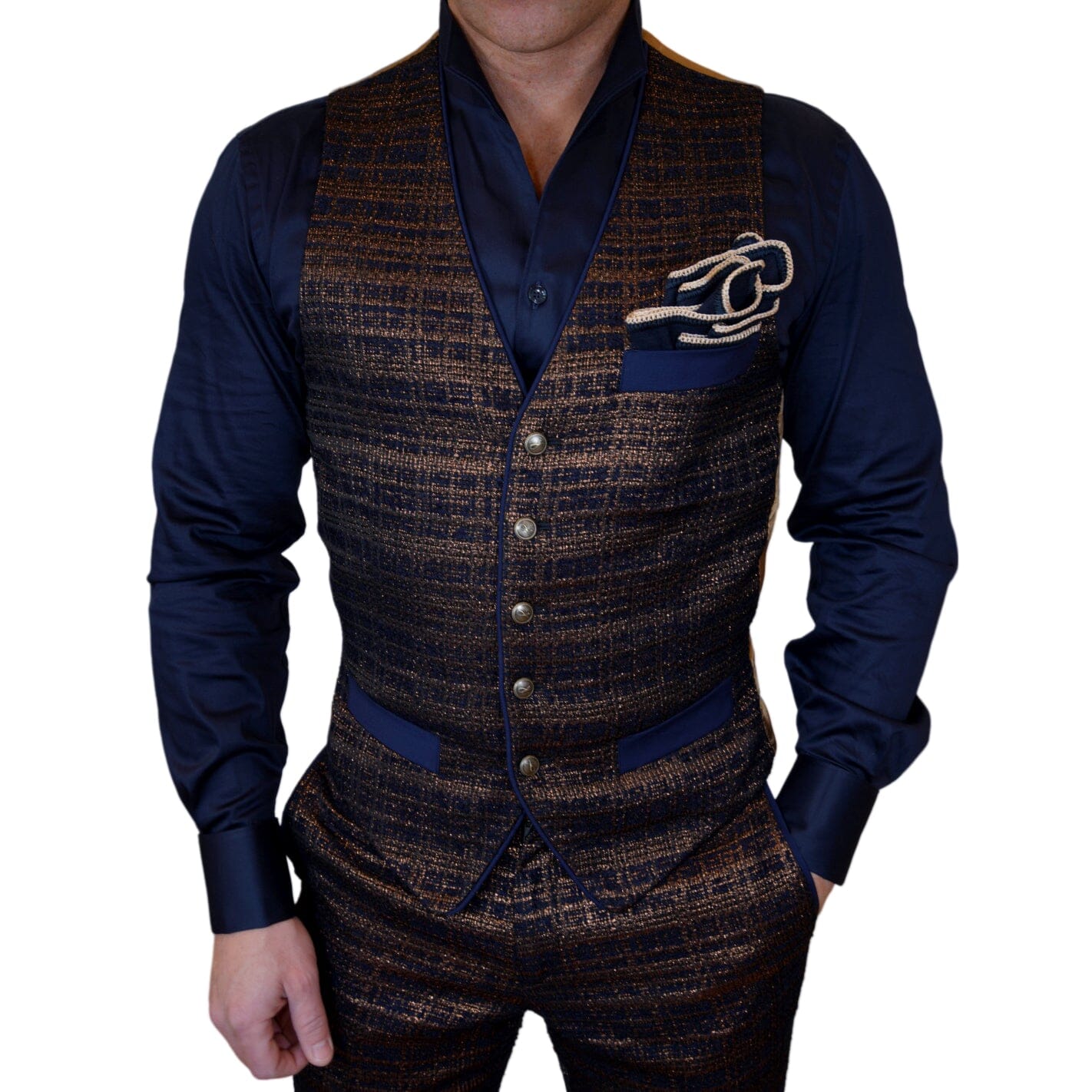 Midnight Bronze Boucle Ciottoli Waistcoat