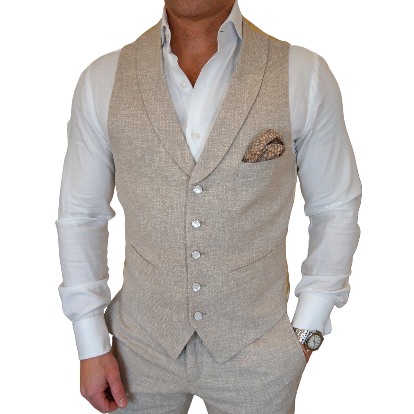 Avena Lino Tweed Ciottoli Waistcoat