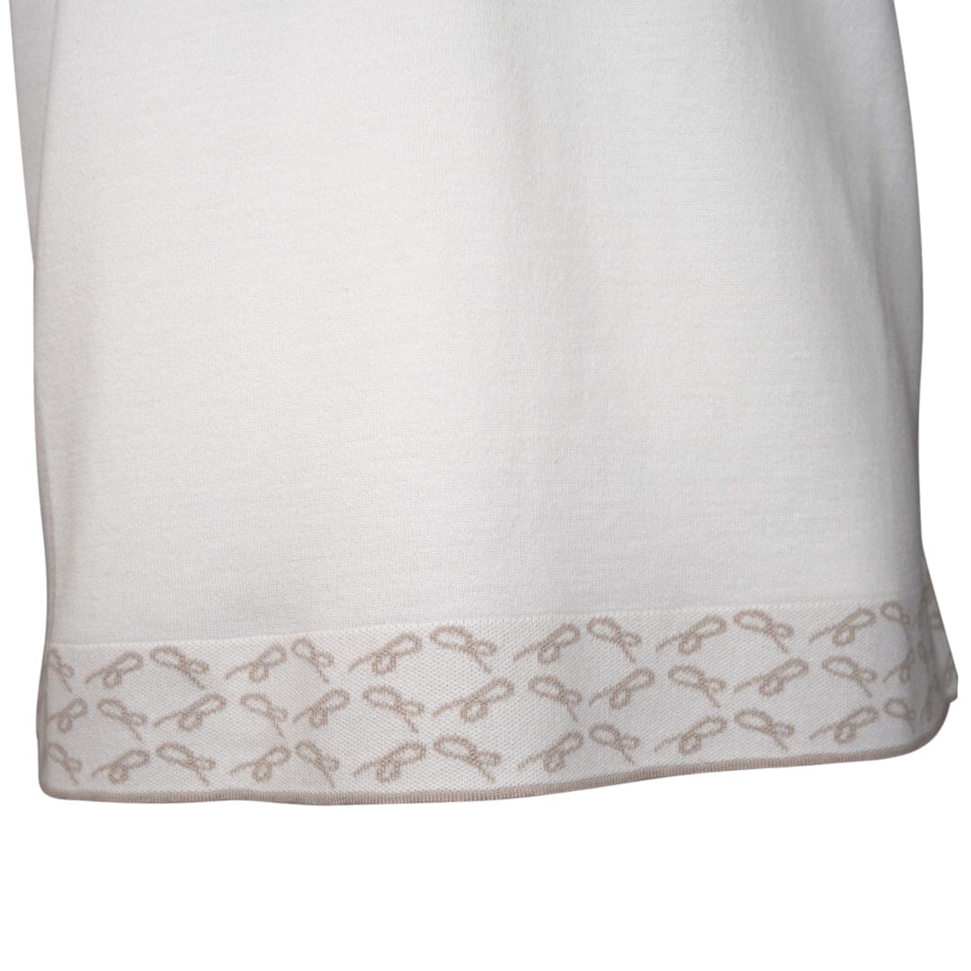 Avorio Signature Logo Knit Contrast V Neck Polo