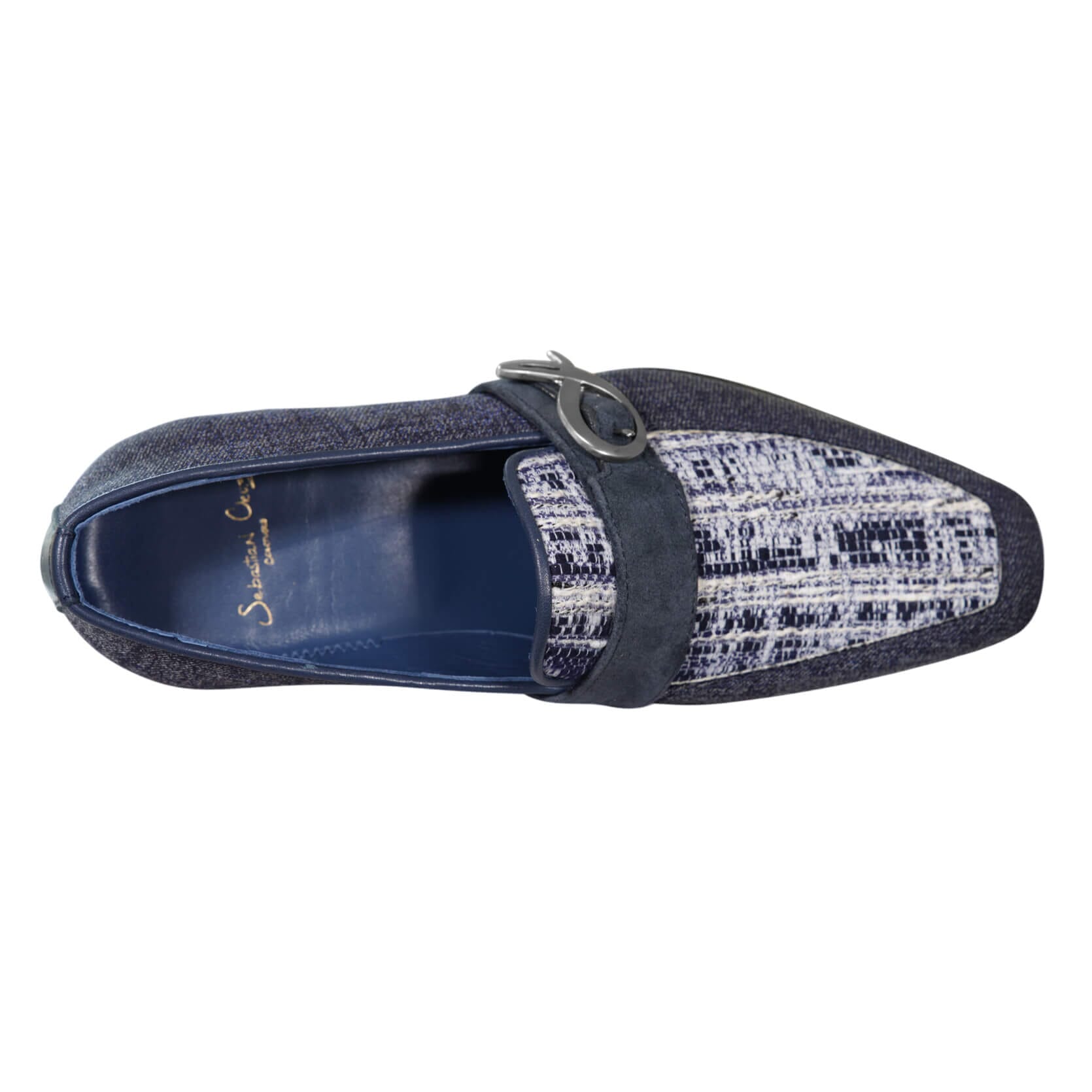 Vintage Denim Tweed Silver Monk Loafer