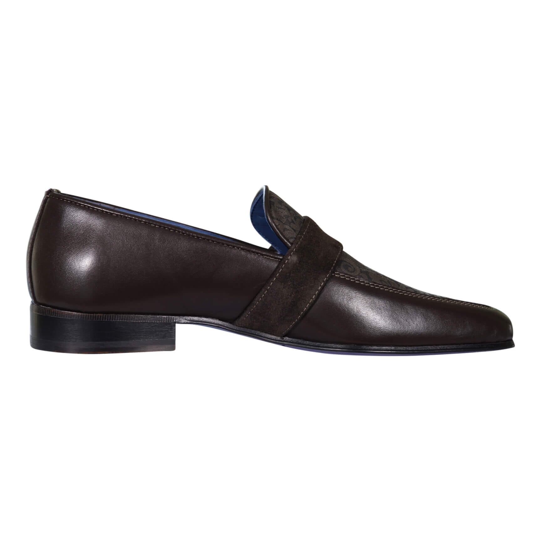 Chocolate Damascata Monk Loafers With Yellow Gold Buckle