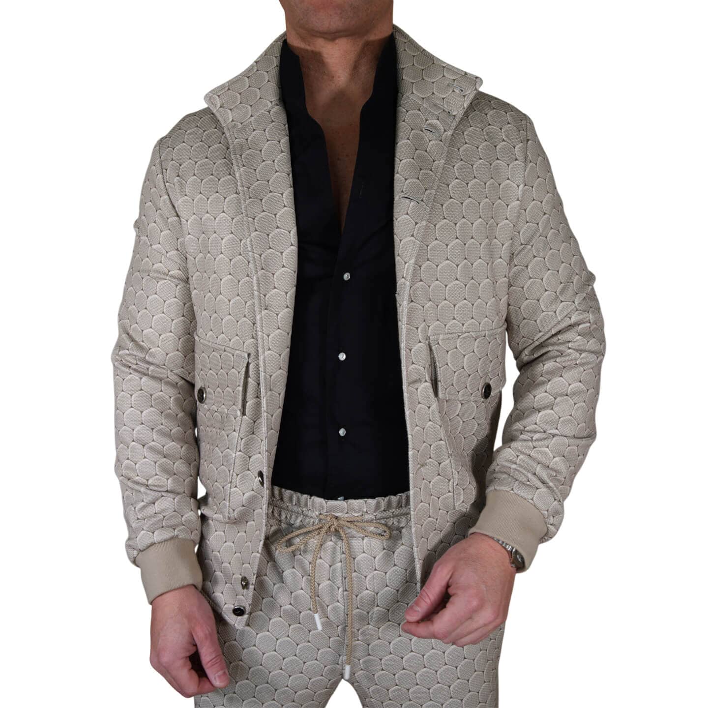 Taupe Honeycomb Luxury Performance Bomber Jacket