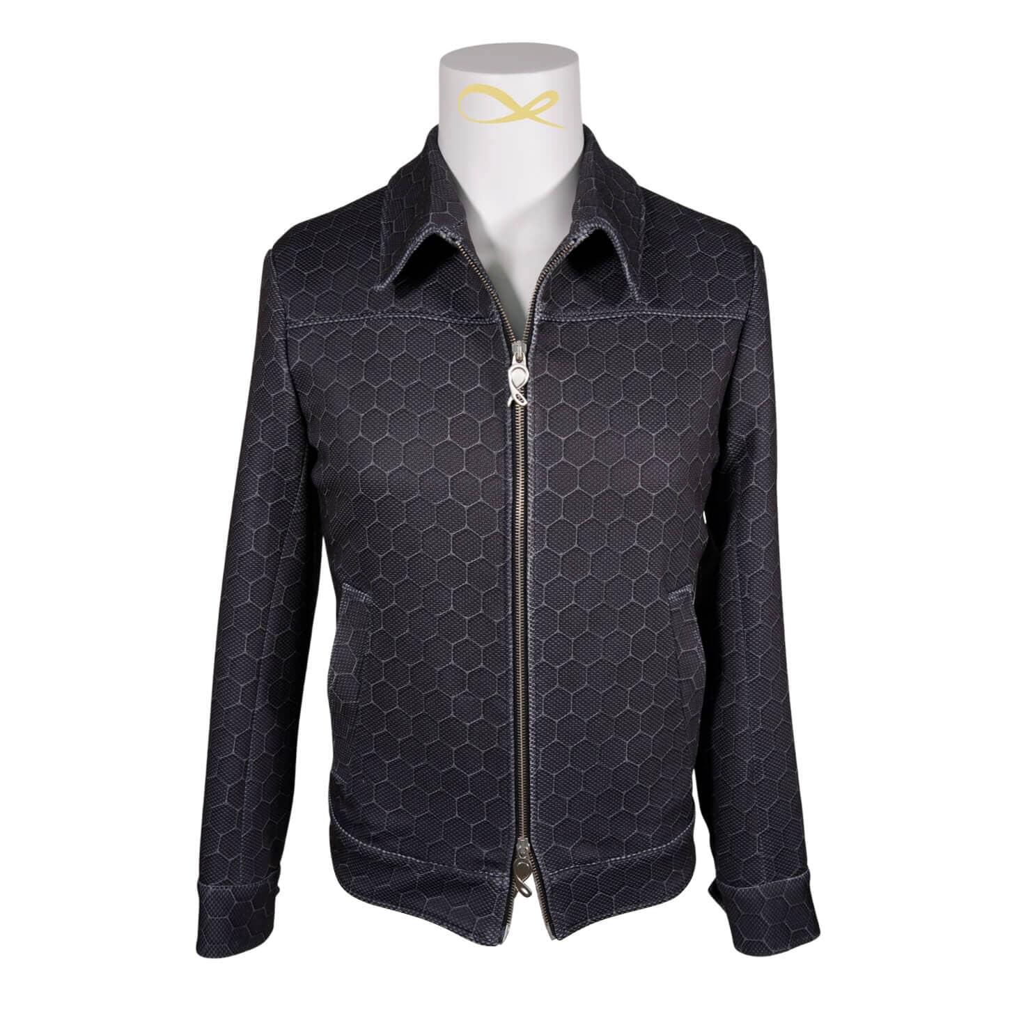 Charcoal Honeycomb Luxury Performance Two Way Bomber Jacket