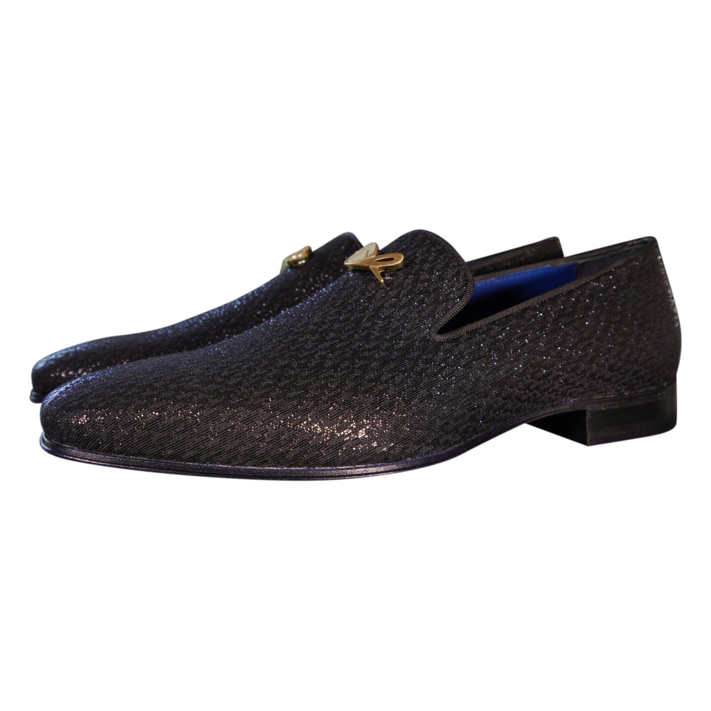 Black Diamante With Yellow Gold Hardware Loafer