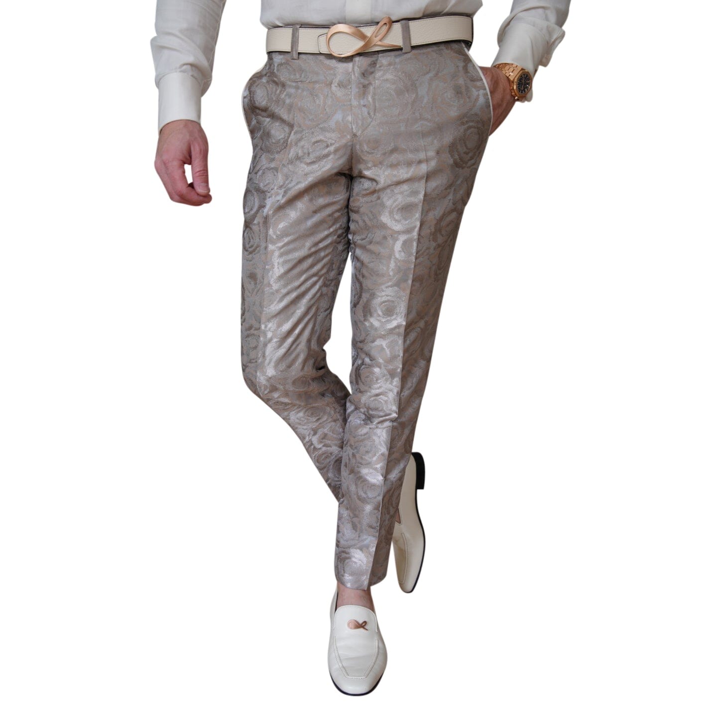 Champagne Rosa Tuxedo Trousers