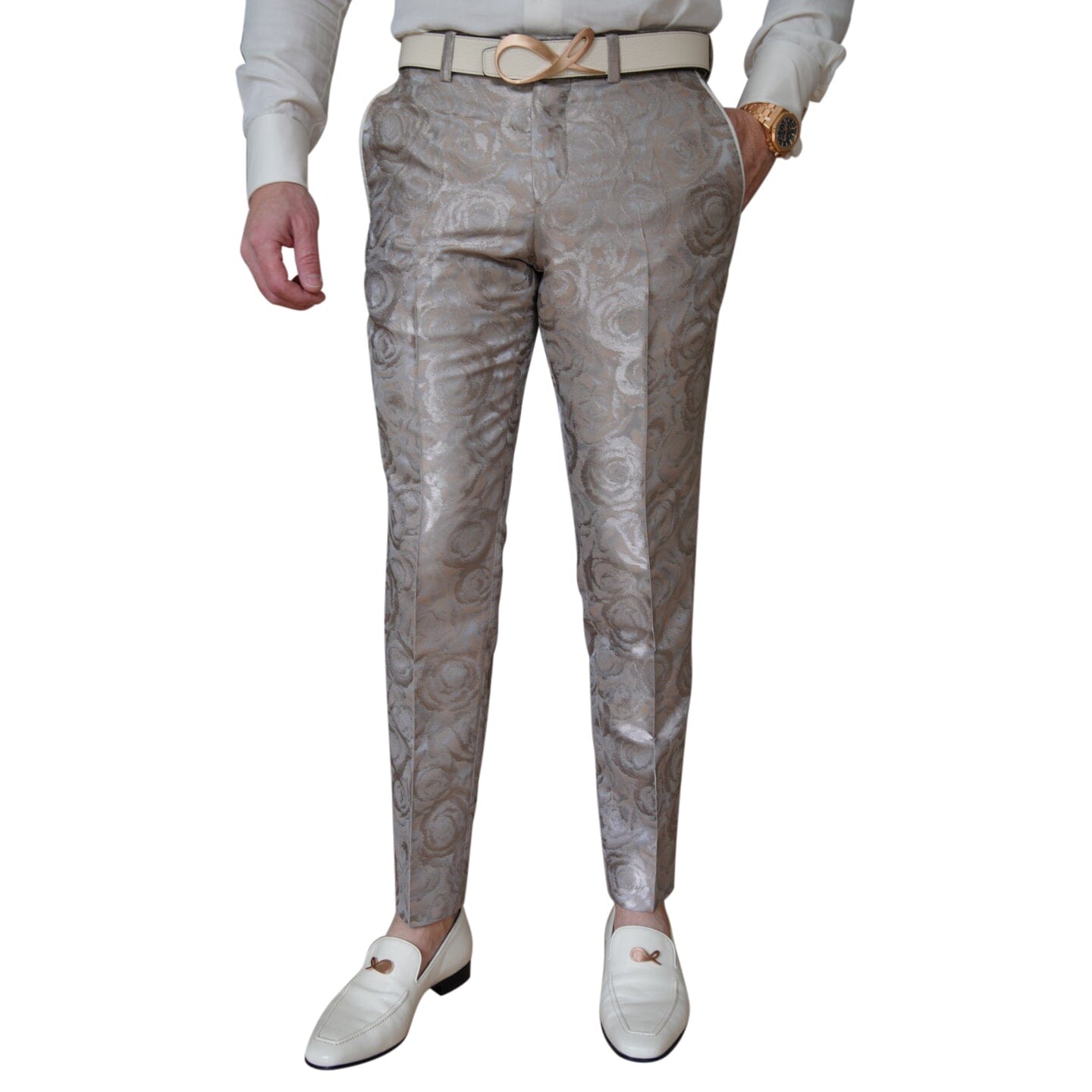 Champagne Rosa Tuxedo Trousers