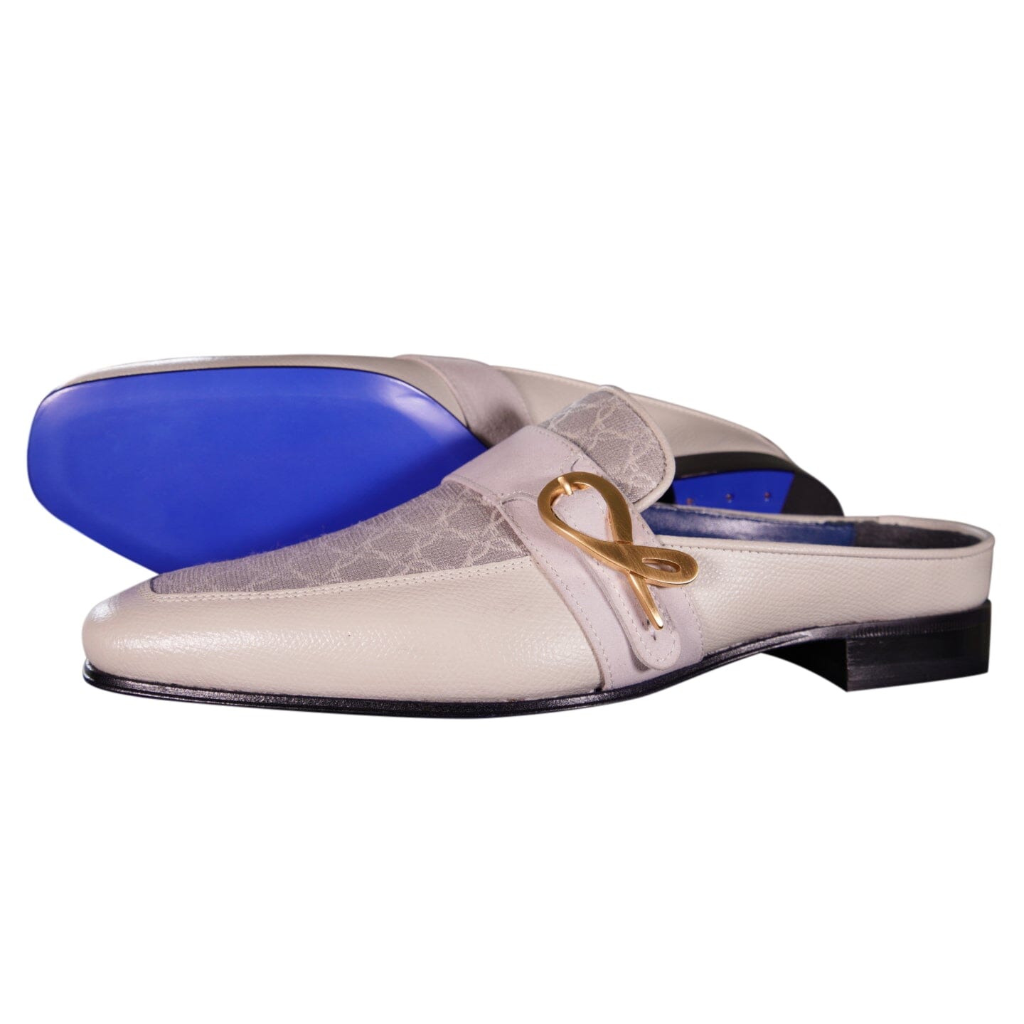 Tortora Logo With Yellow Gold Hardware Leather Slippers