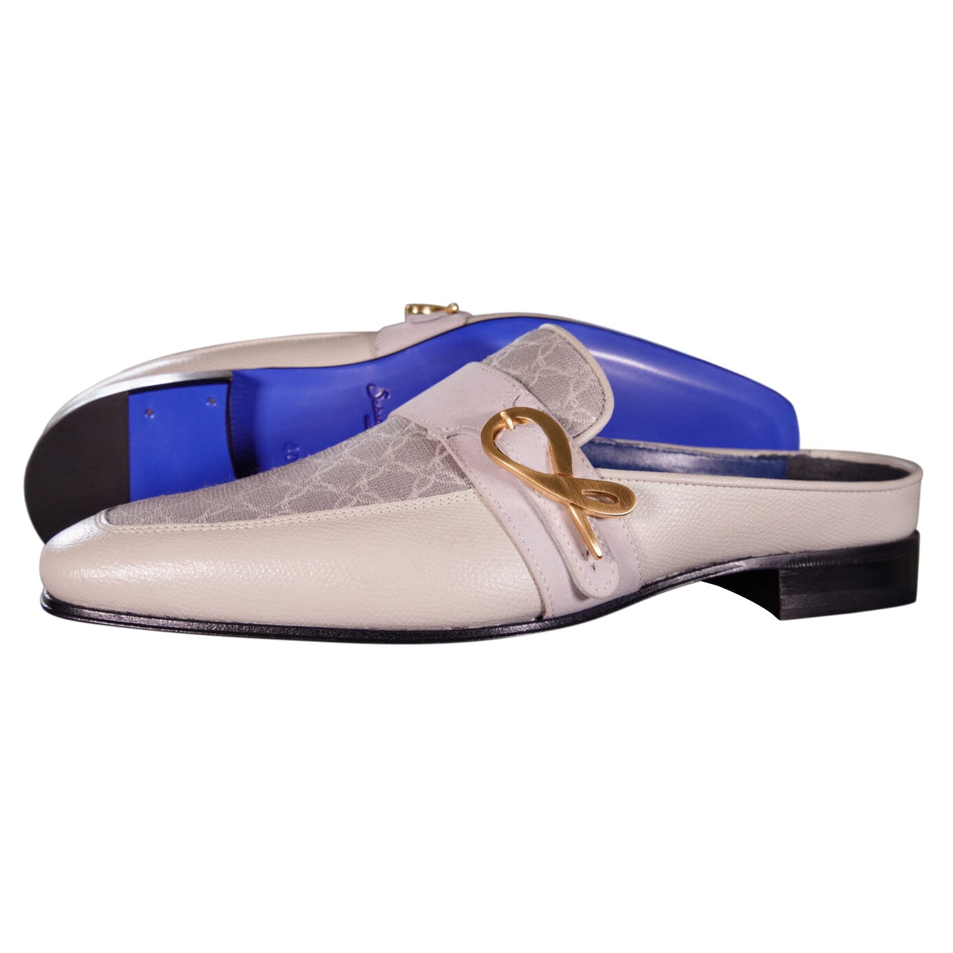 Tortora Logo With Yellow Gold Hardware Leather Slippers