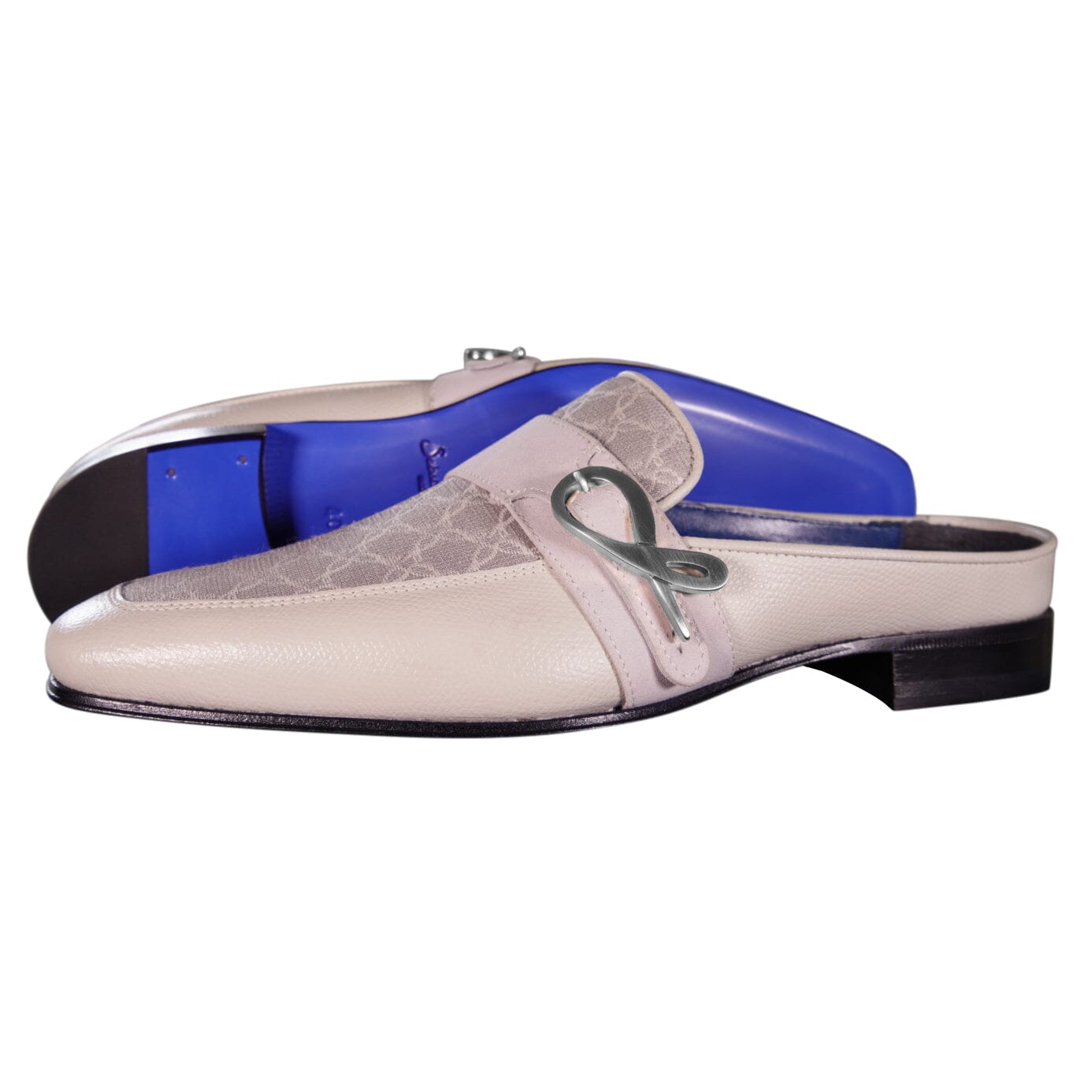 Tortora Logo With Silver Hardware Leather Slippers