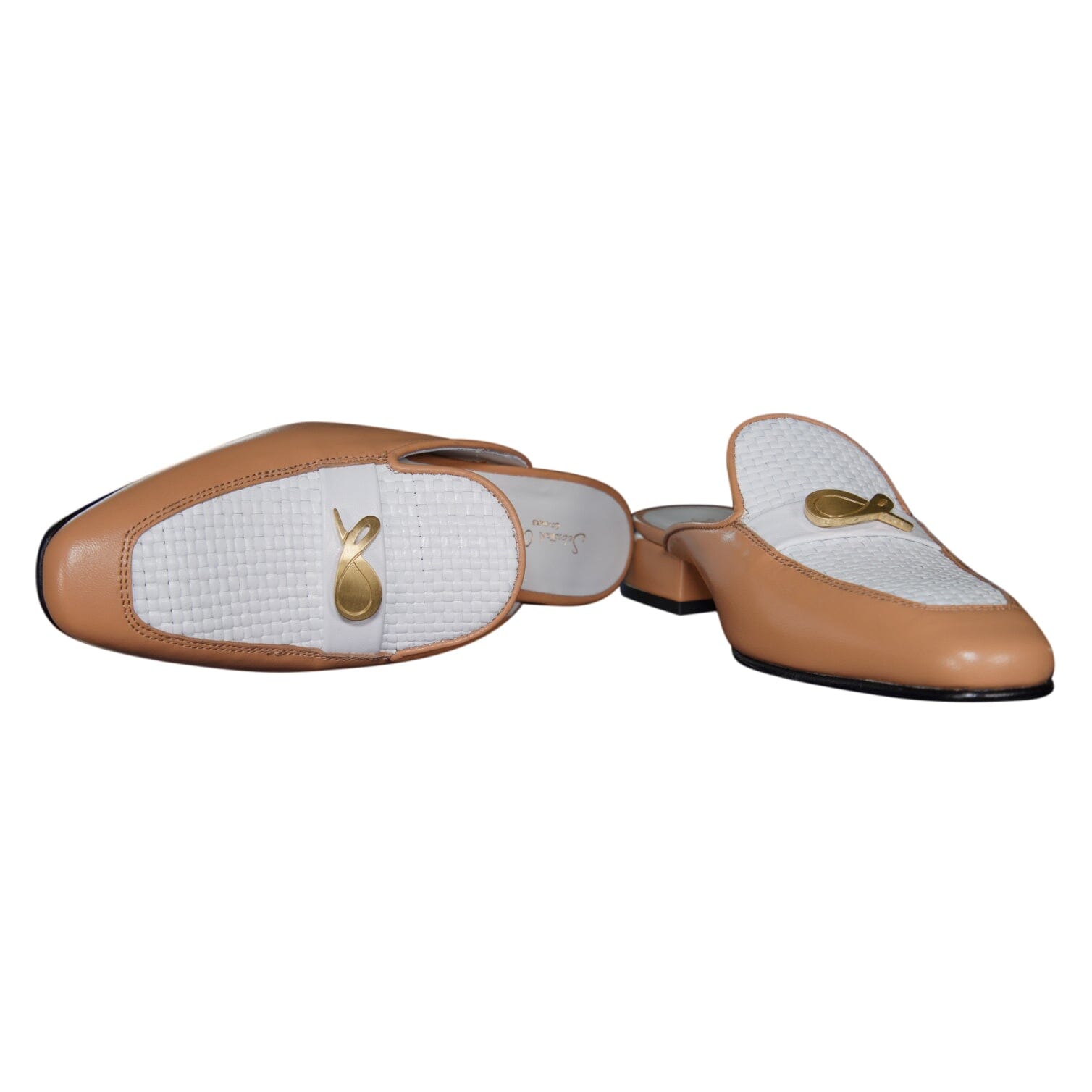 Tan Tessere Gold Slipper