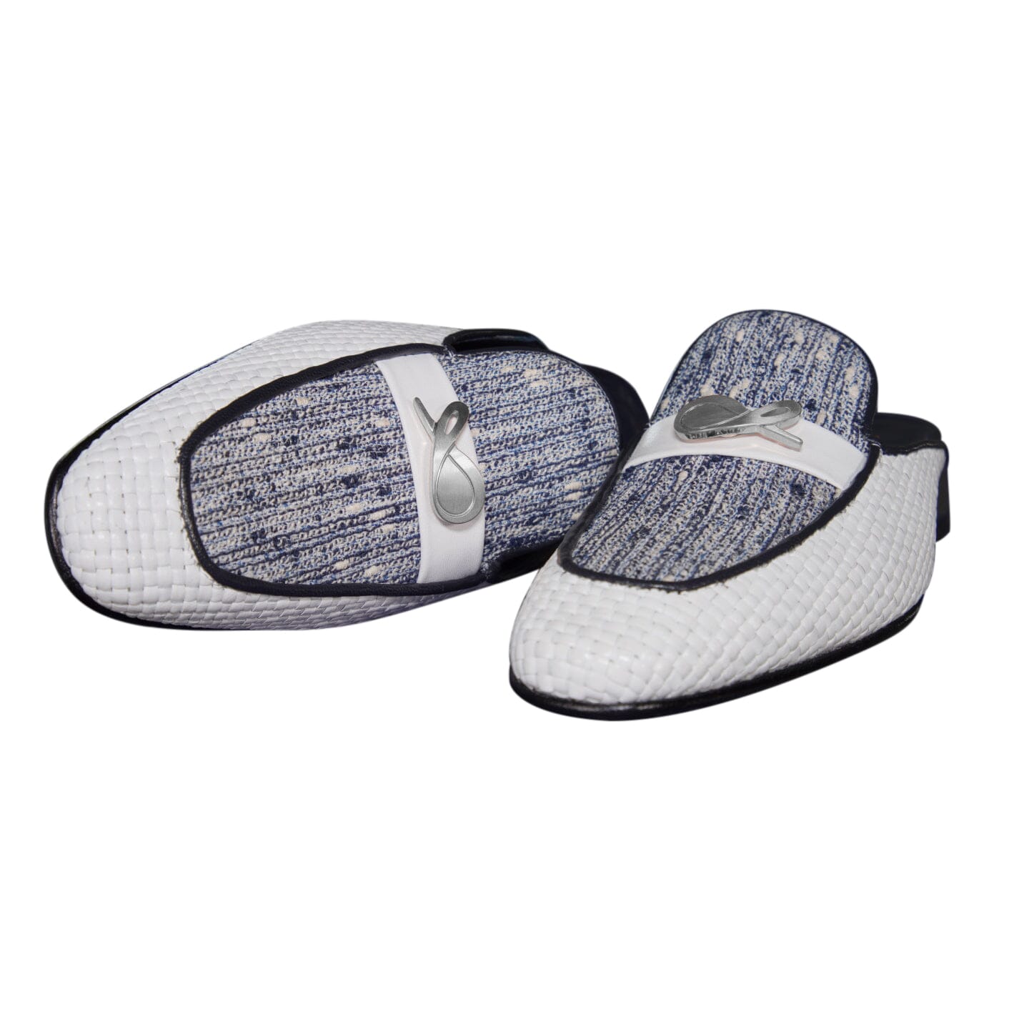 Cobalt Tweed Tessere Silver Slipper