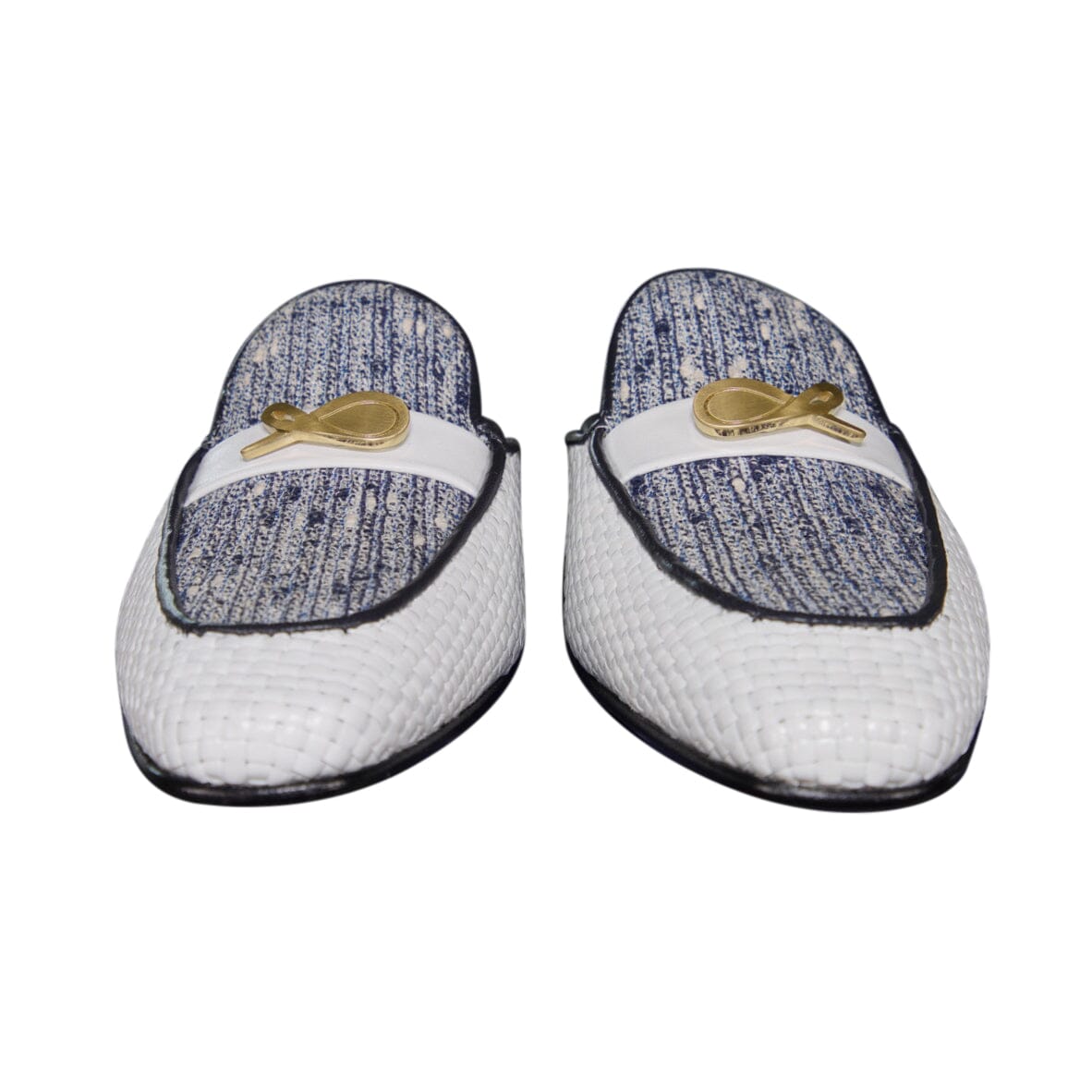 Cobalt Tweed Tessere Gold Slipper