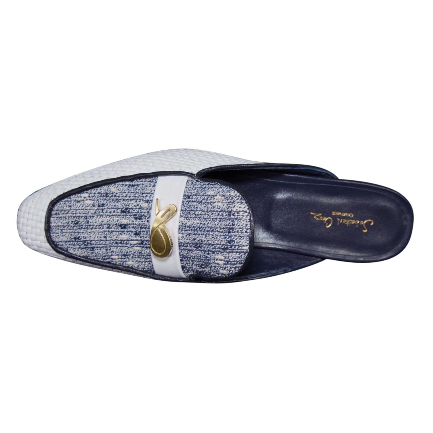 Cobalt Tweed Tessere Gold Slipper