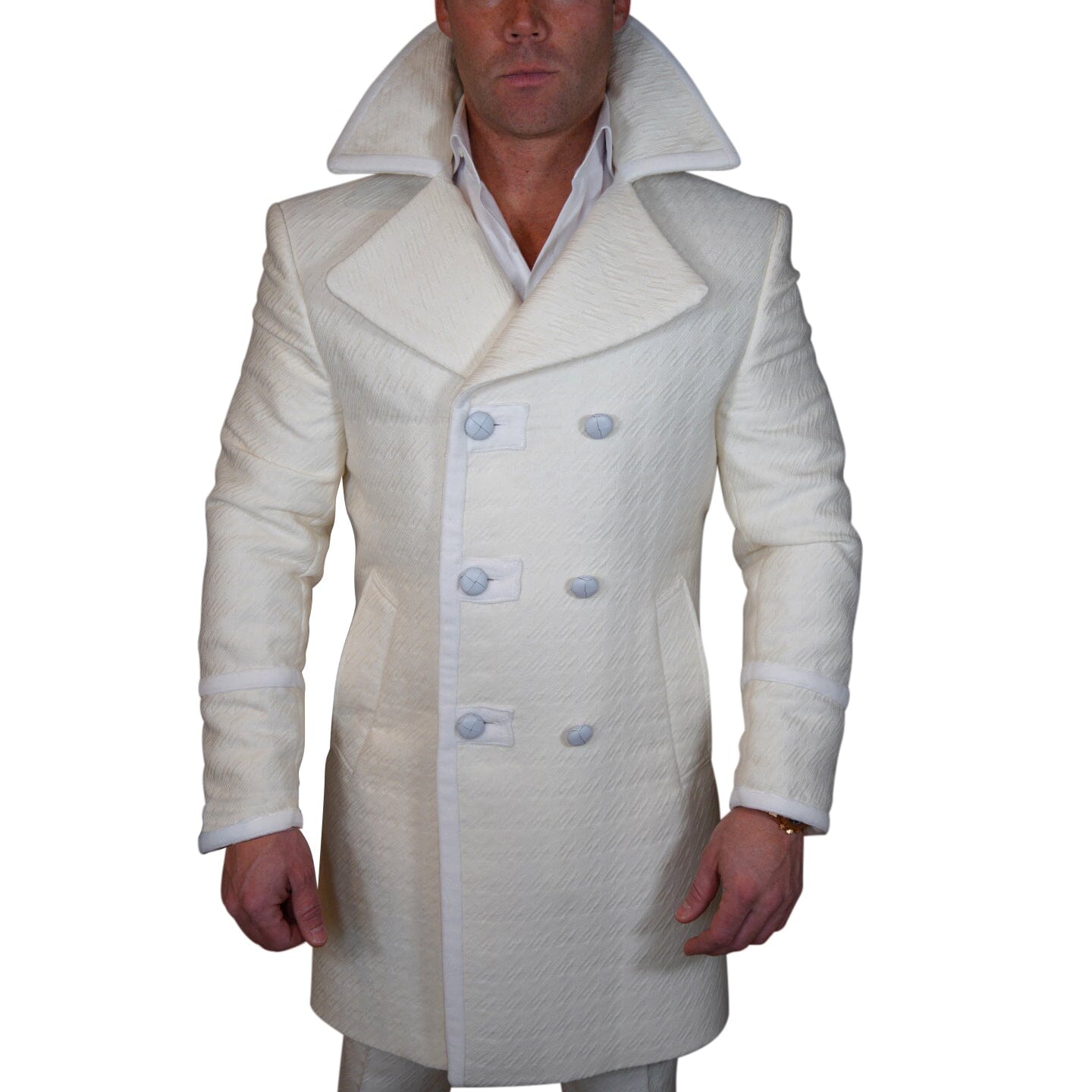 Vanilla Houndstooth Bold Peacock Coat