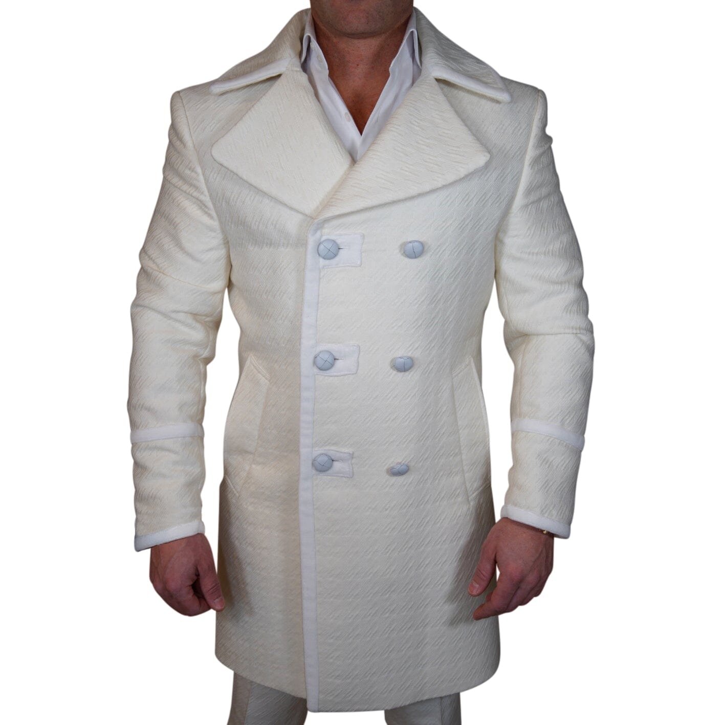 Vanilla Houndstooth Bold Peacock Coat