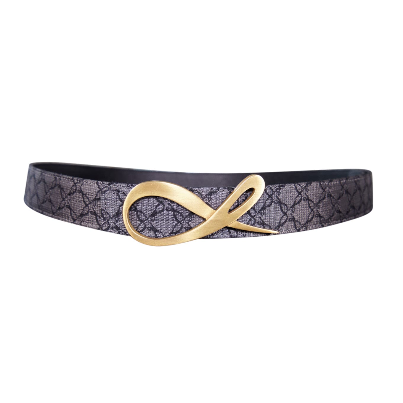 Charcoal Nero Logo Reversible Belt With Gold Signature Buckle