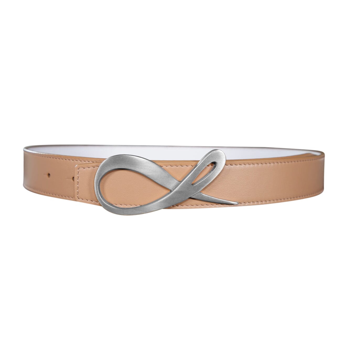 Latte Bianco Reversible Belt With Signature Silver Hardware