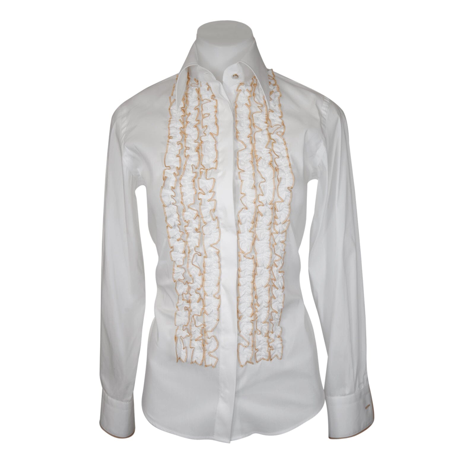 Fronzoli Tuxedo Blouse In White Gold