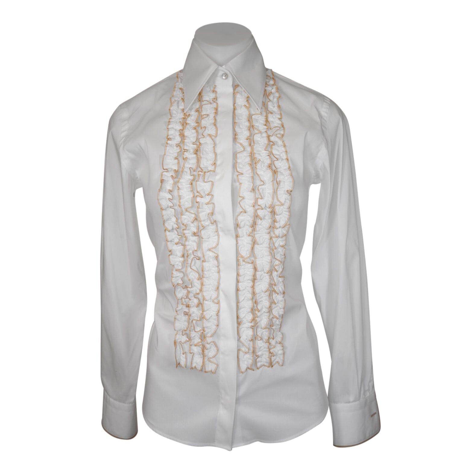 Fronzoli Tuxedo Blouse In White Gold