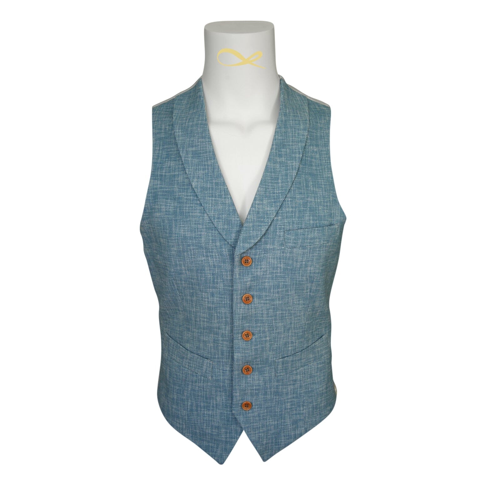 Teal Blu Lino Tweed Ciottoli Waistcoat